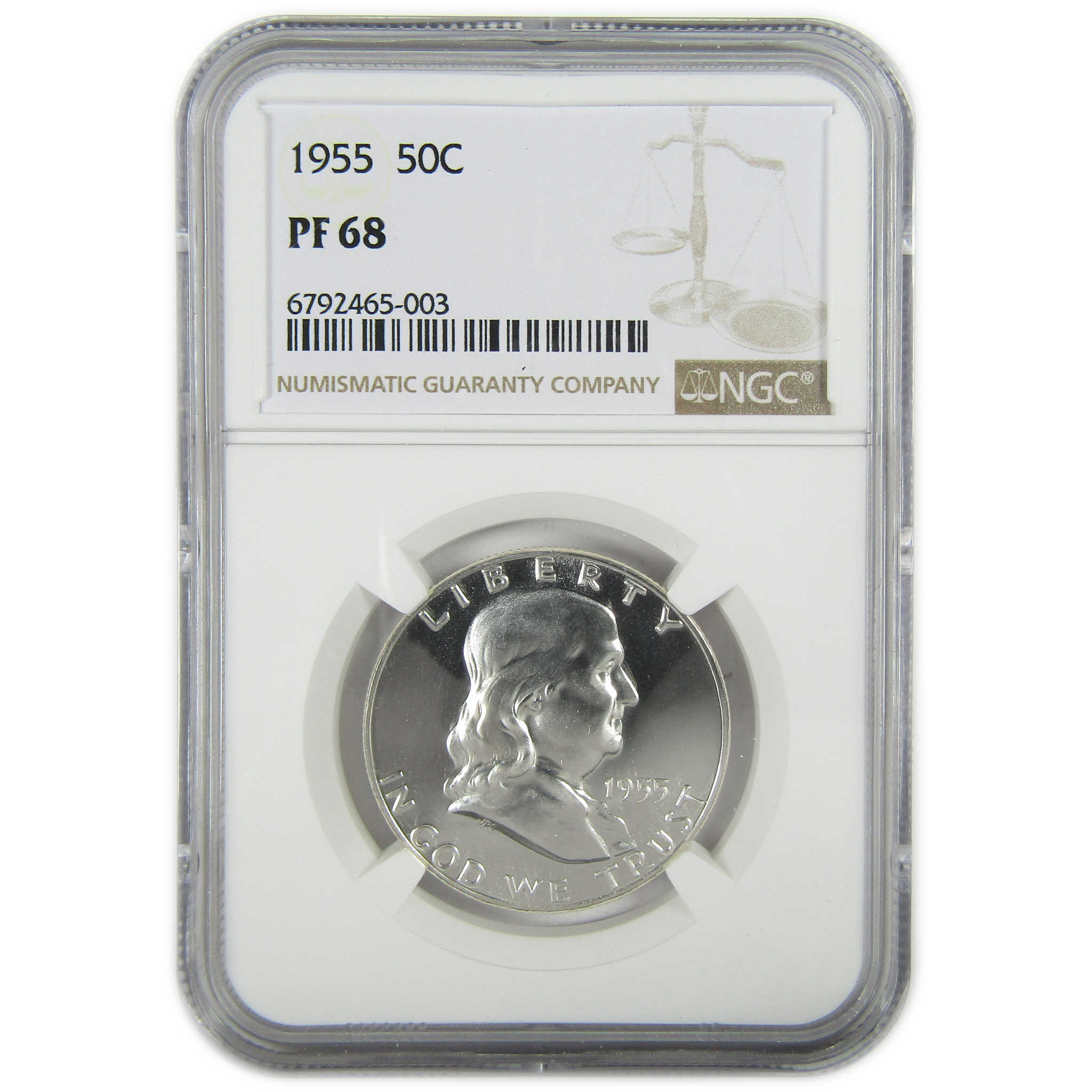 1955 Franklin Silver Half Dollar PF 68 NGC Proof 50c Coin SKU:I27416