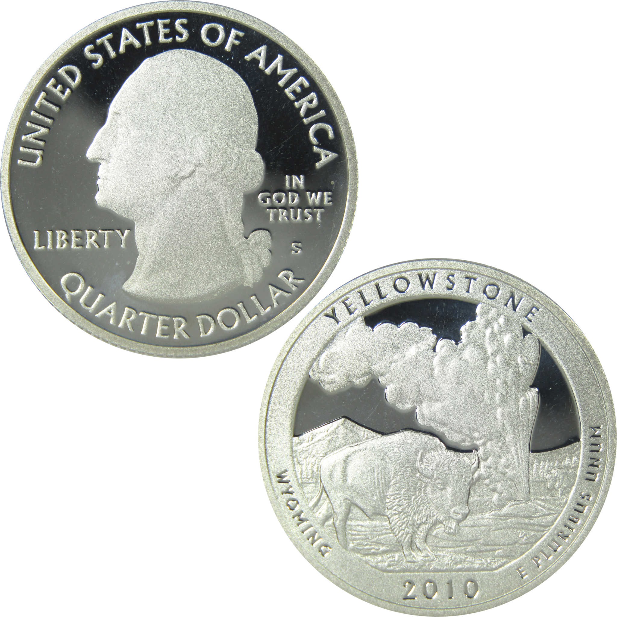 2010 S Yellowstone National Park Quarter Choice Proof Silver 25c Coin