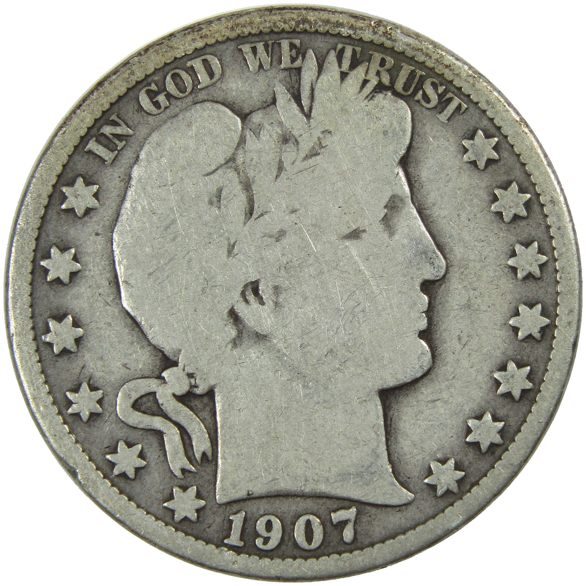 1907 O Barber Half Dollar G Good Silver 50c Coin SKU:I12746