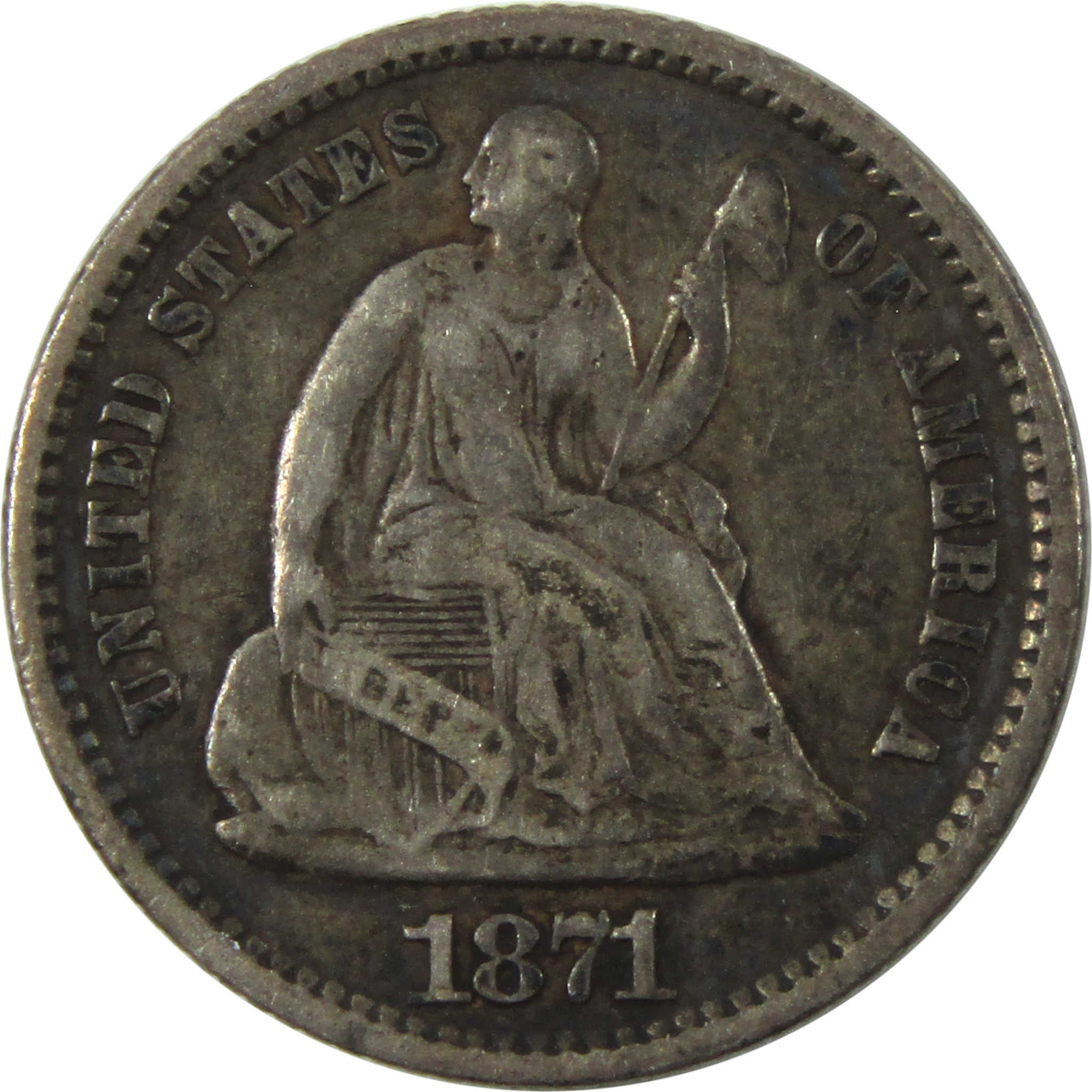 1871 Seated Liberty Half Dime XF EF Extremely Fine Silver SKU:I14139