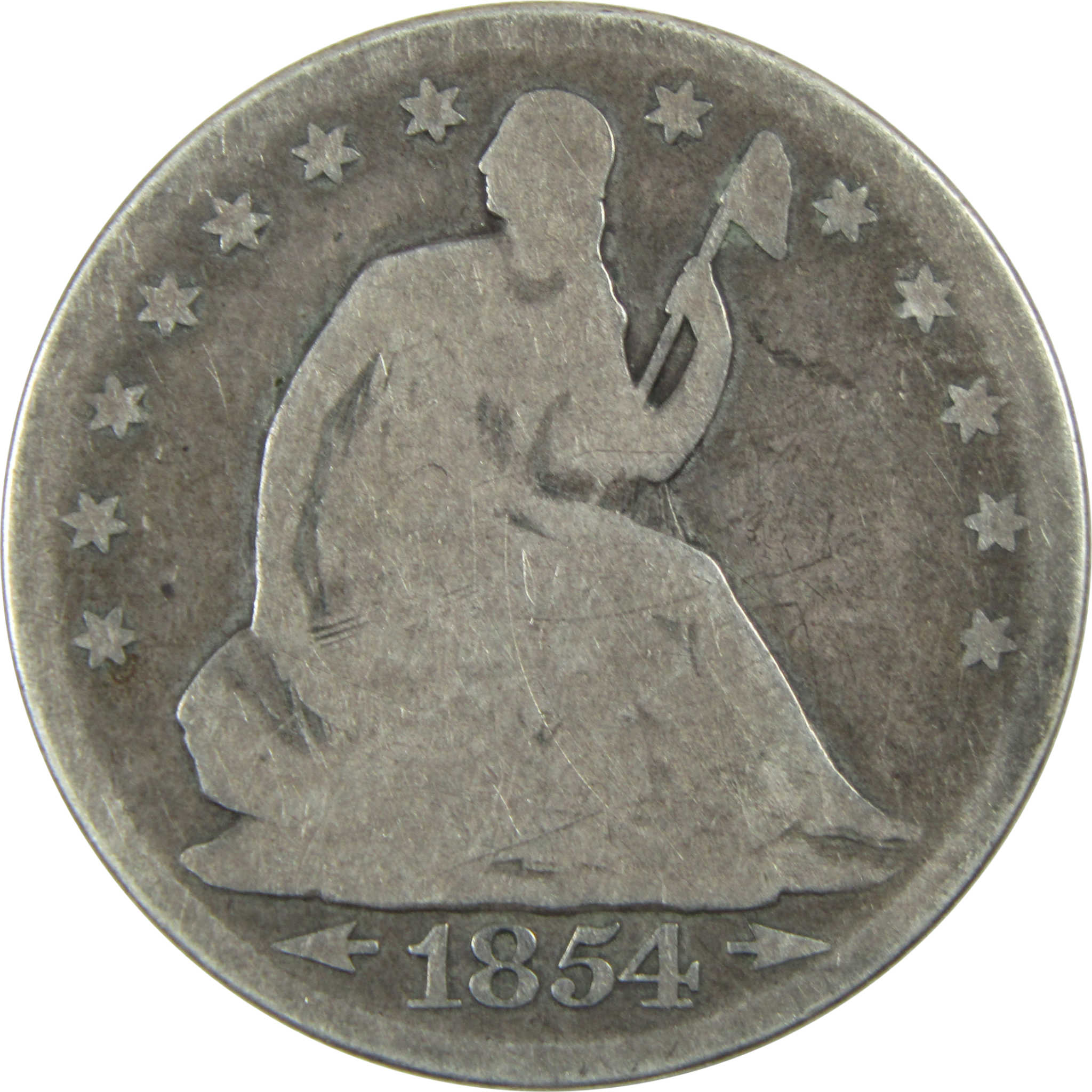 1854 Seated Liberty Half Dollar AG About Good Silver 50c SKU:I13323