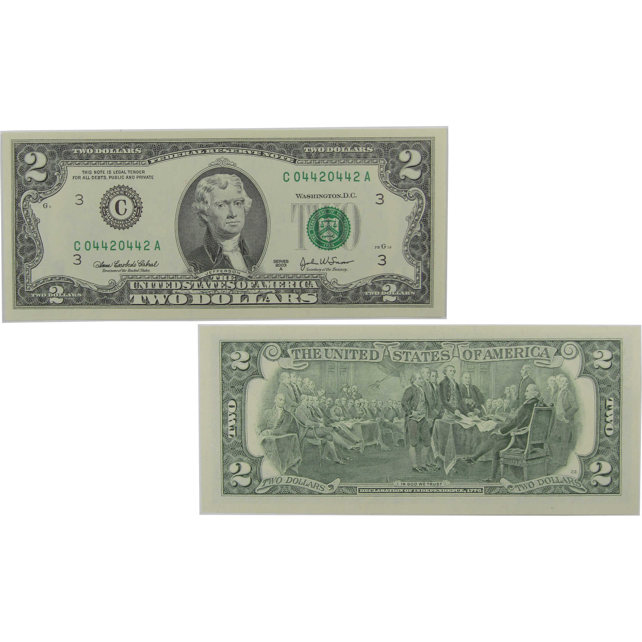 2003 A $2 Federal Reserve Repeater Note CCU Choice Crisp Uncirculated