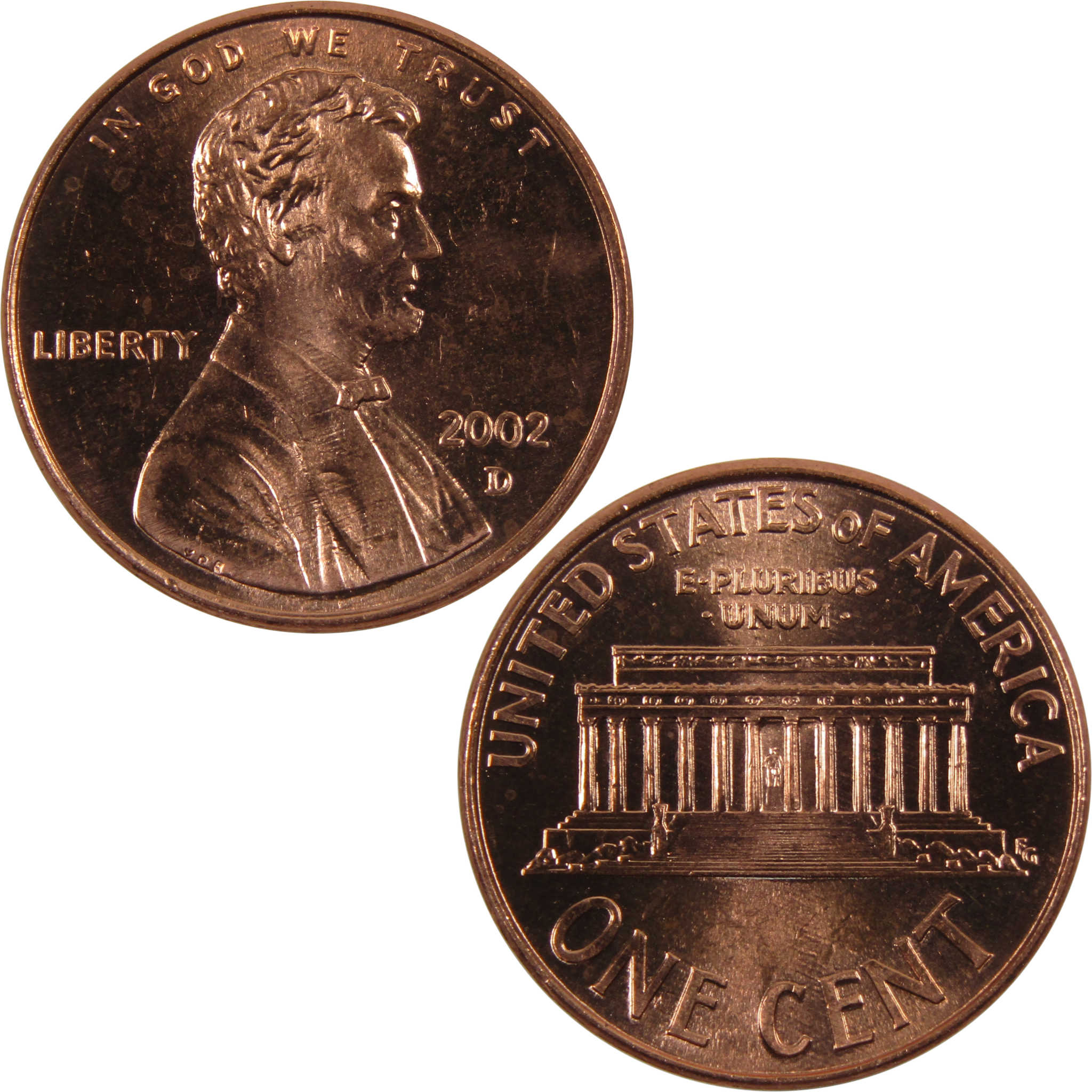 2002 D Lincoln Memorial Cent BU Uncirculated Penny 1c Coin