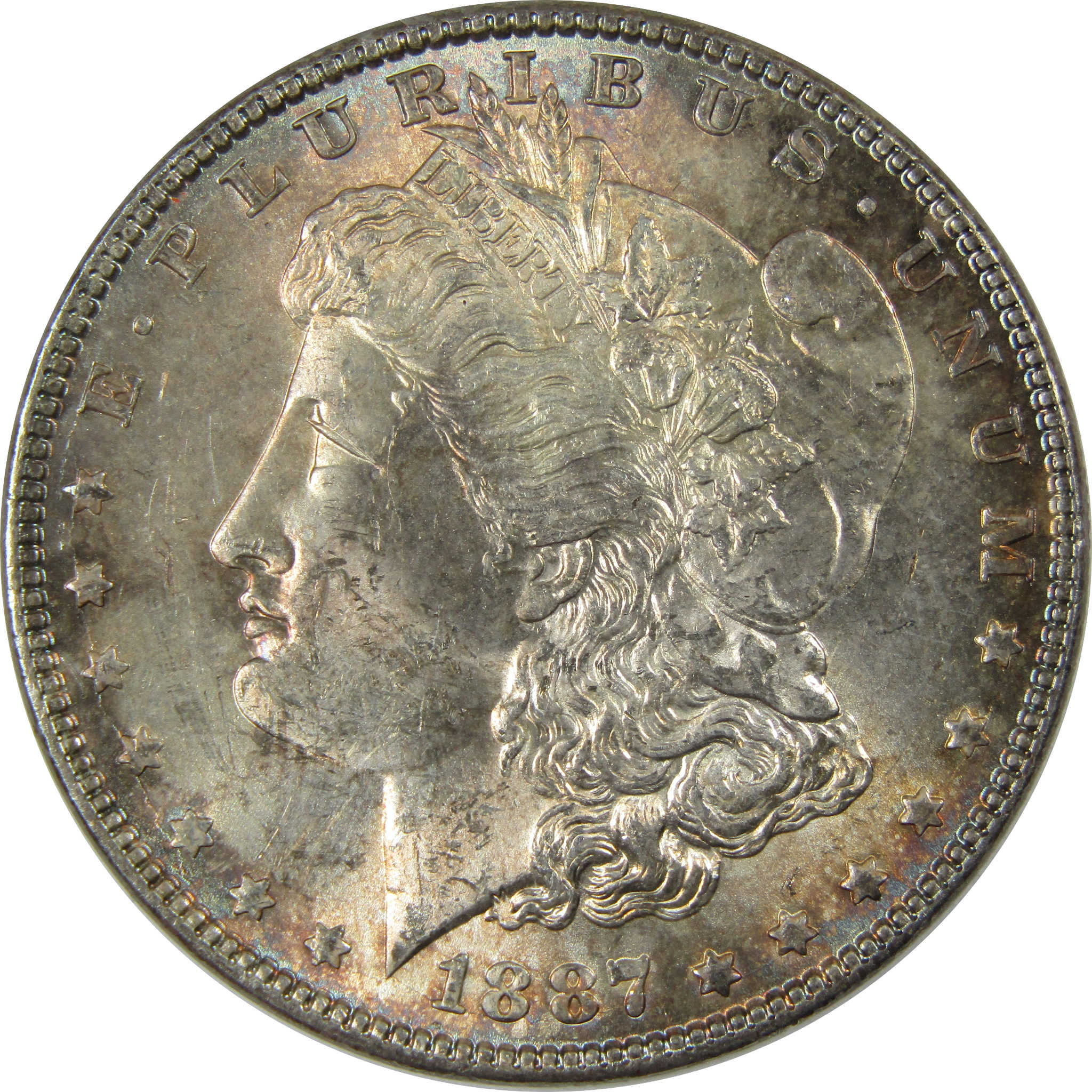 1887 Morgan Dollar Uncirculated Mint State Silver Toned SKU:I23455