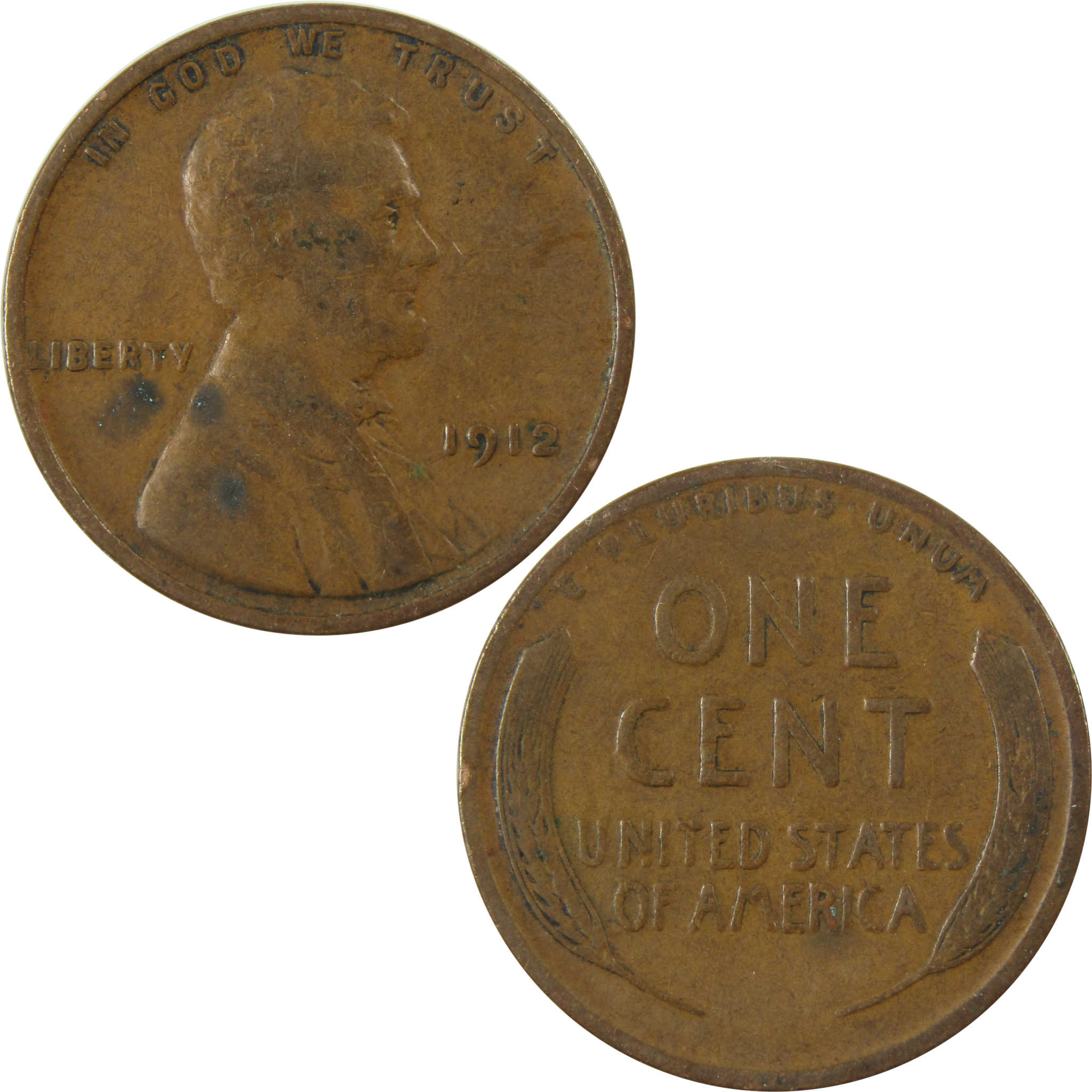 1912 Lincoln Wheat Cent F Fine Penny 1c Coin SKU:I26821