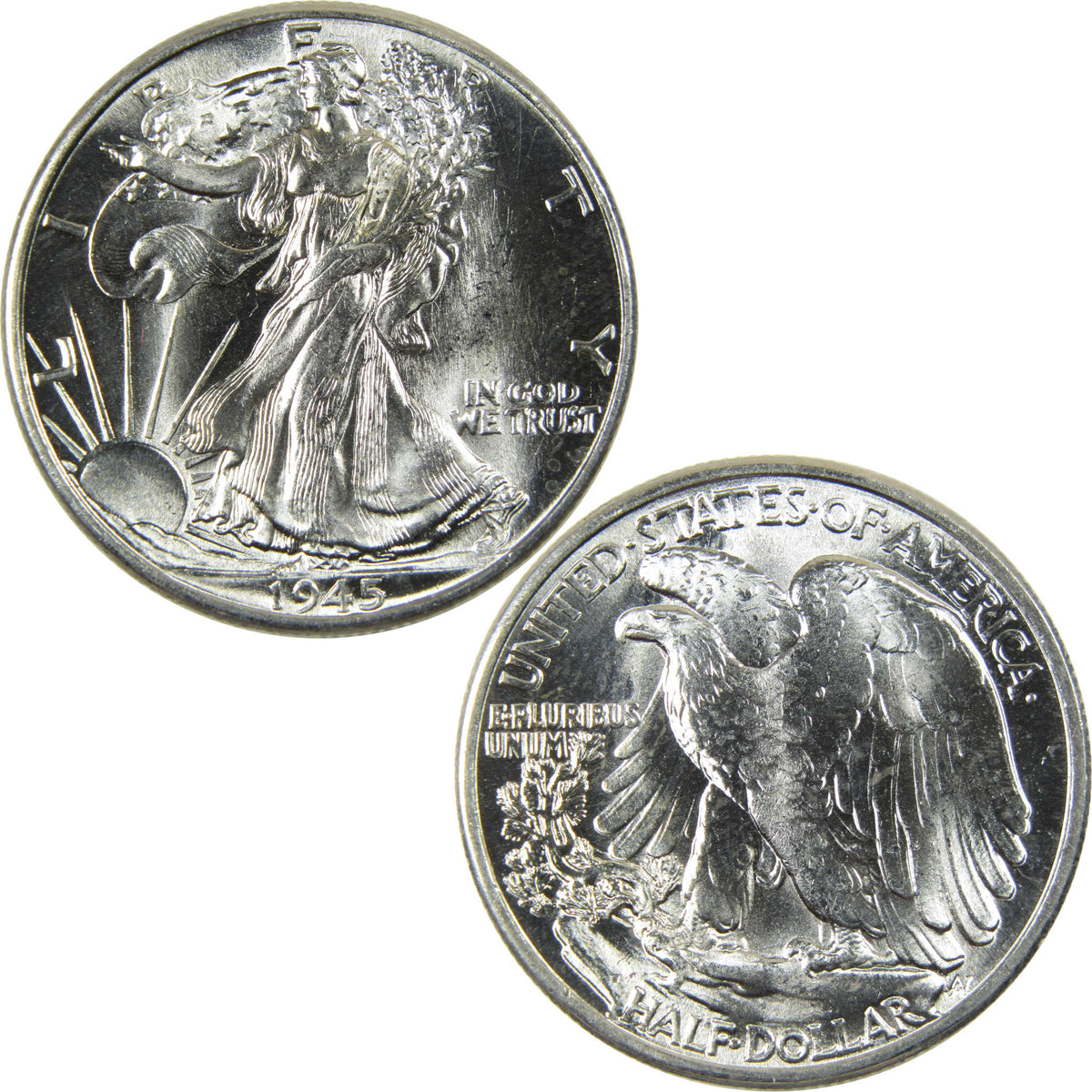 1945 Liberty Walking Silver Half Dollar BU Gem Uncirculated 50c Coin