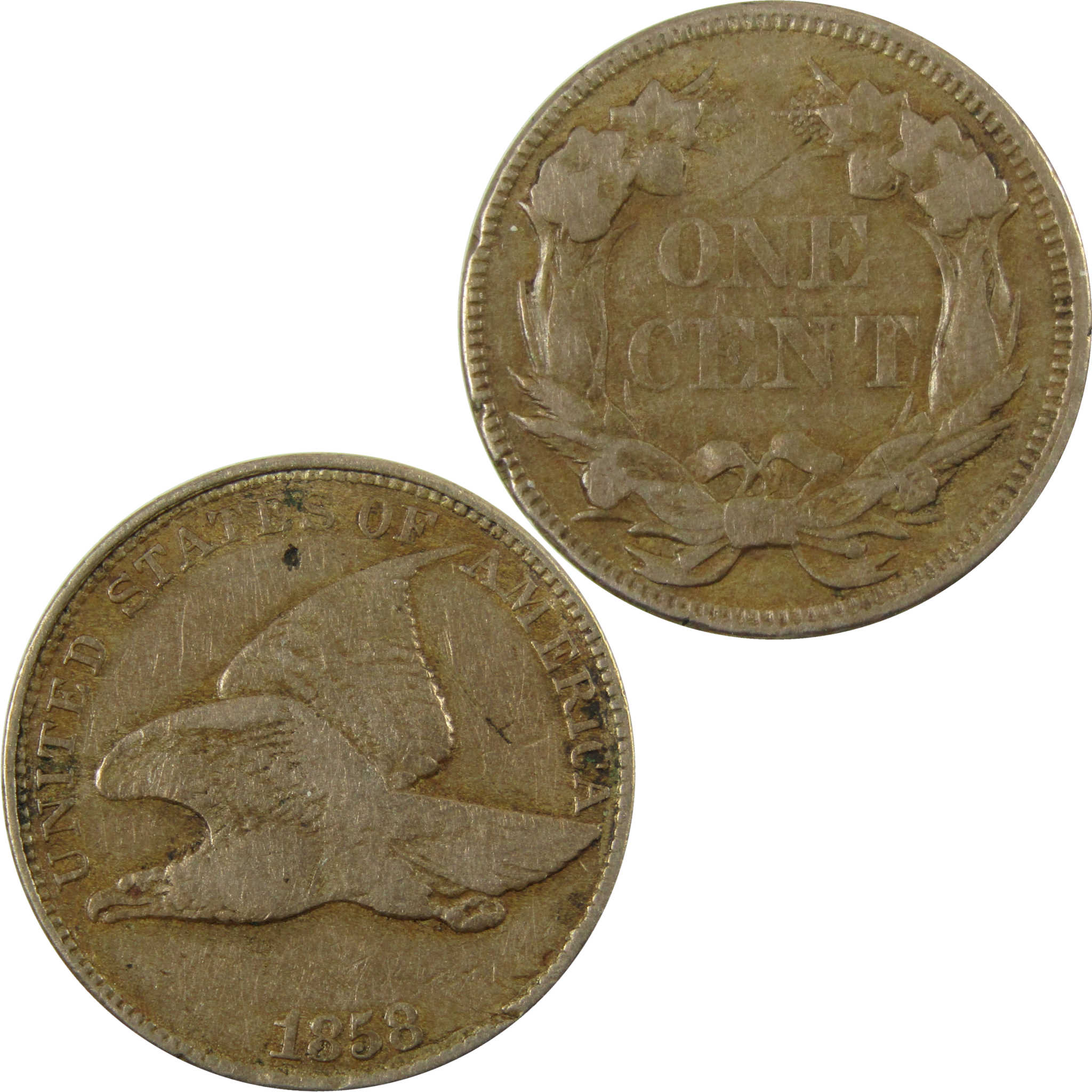 1858 Large Letters Flying Eagle Cent F Fine Penny 1c Coin SKU:I28336