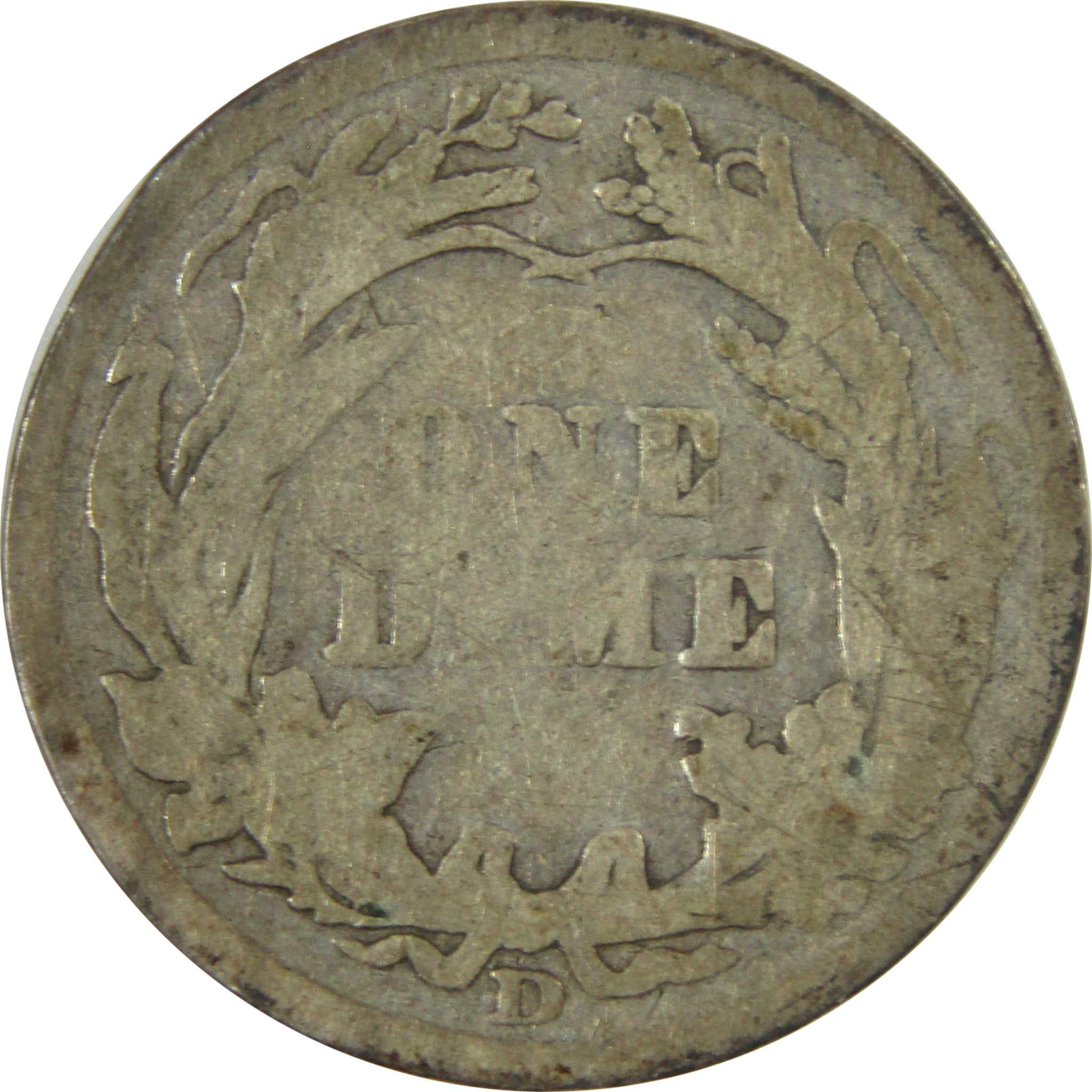 1909 D Barber Silver Dime AG About Good 10c Coin Collectible SKU:CP695