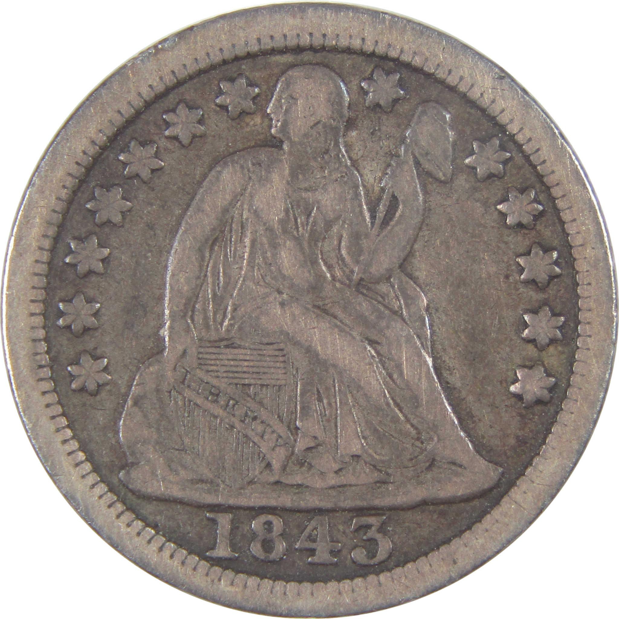 1843 Seated Liberty Dime VF Very Fine Silver 10c Coin SKU:I17283