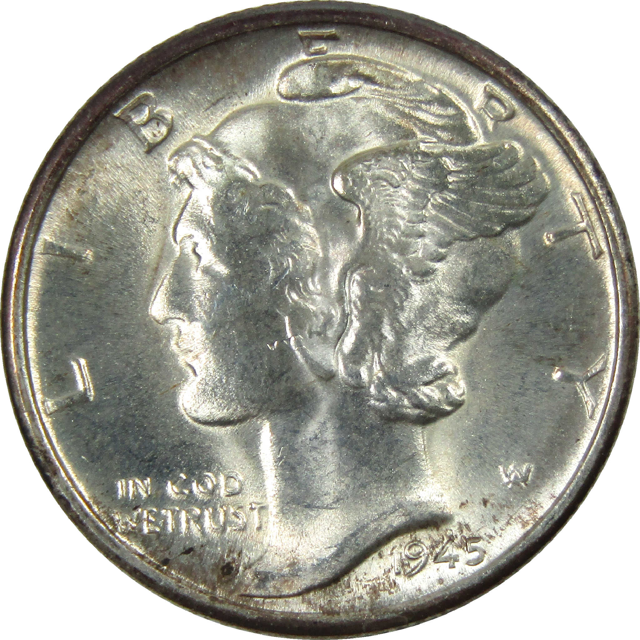 1945 D Mercury Dime Uncirculated Silver 10c Coin SKU:I12240