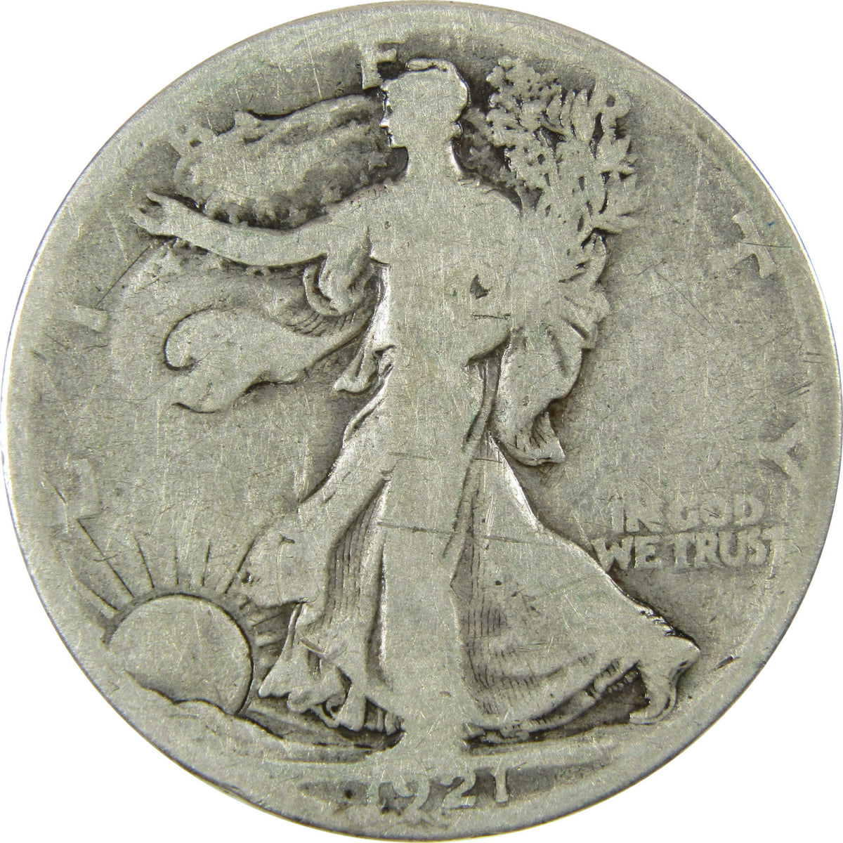 1921 S Liberty Walking Silver Half Dollar G Good 50c Coin SKU:CP1755