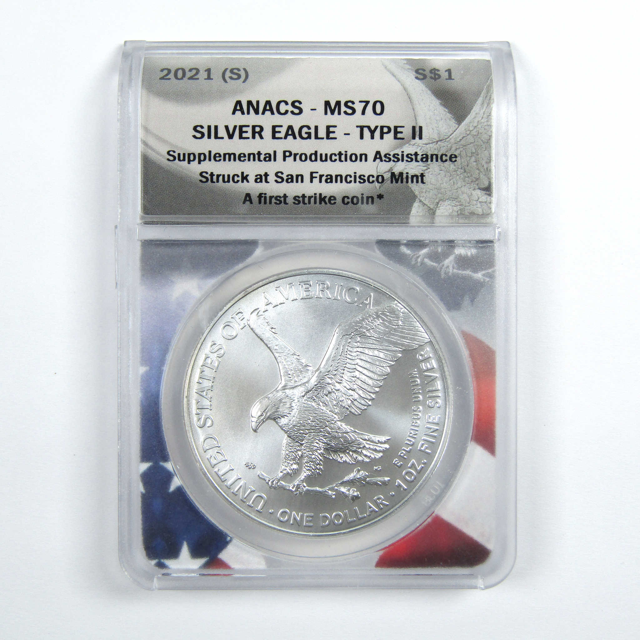 2021 (S) Type 2 American Silver Eagle MS 70 ANACS $1 SKU:CPC7834