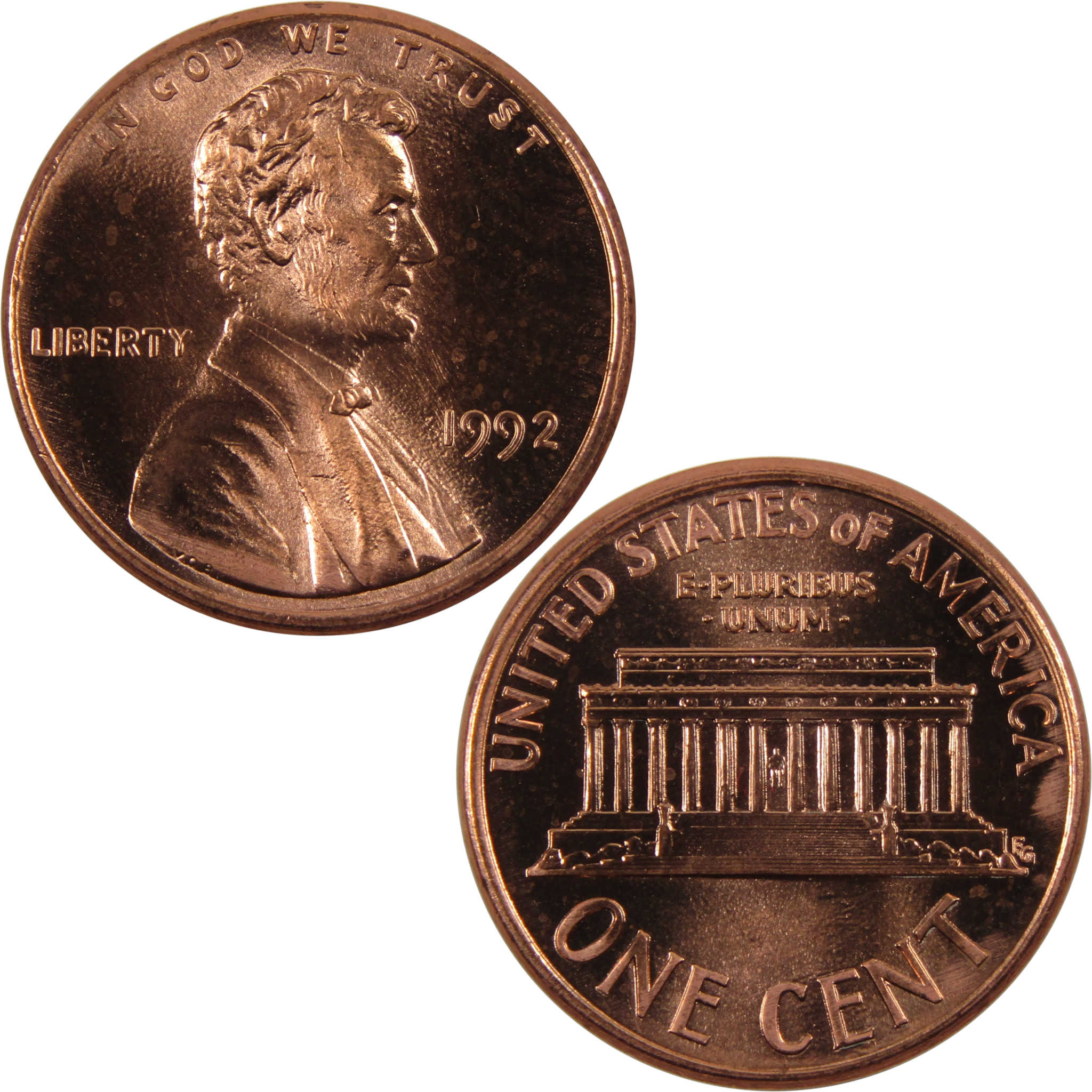 1992 Lincoln Memorial Cent BU Uncirculated Penny 1c Coin