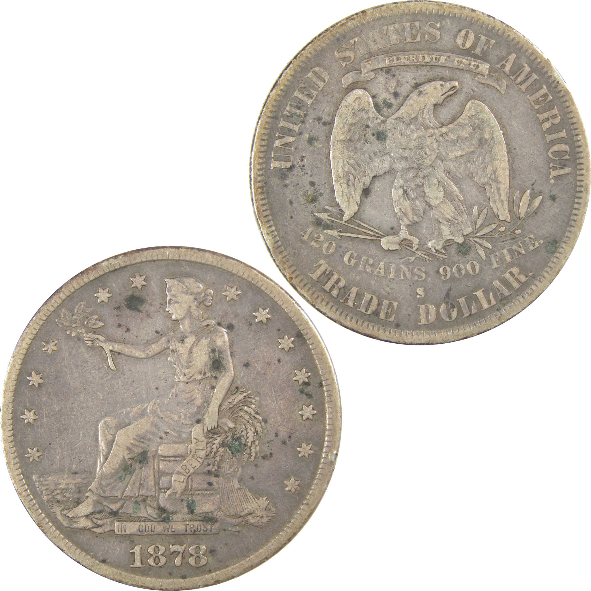 1878 S Trade Dollar VF Very Fine Details Silver $1 Coin SKU:I20704