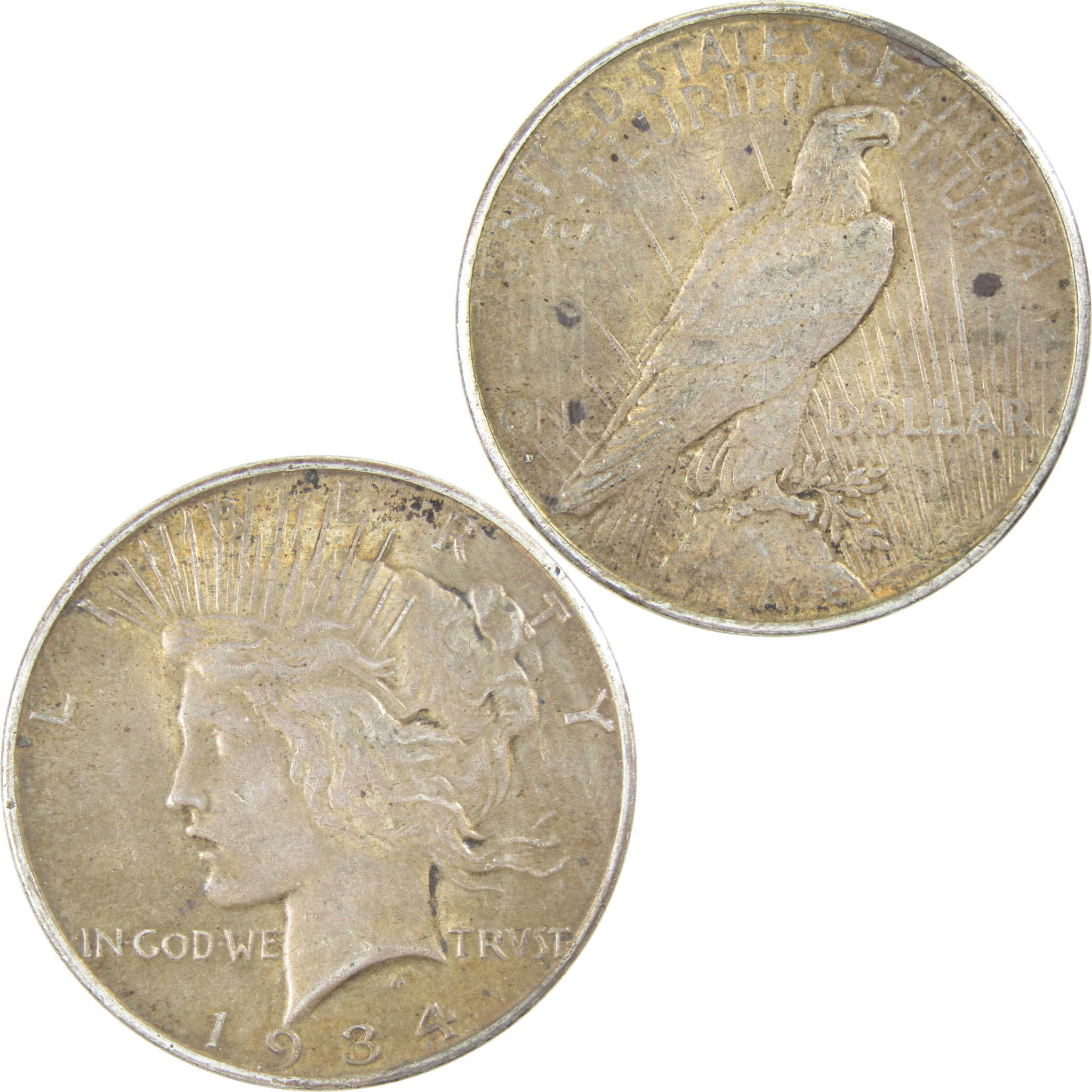 1934 D Peace Dollar XF EF Extremely Fine Silver $1 Coin SKU:I13691