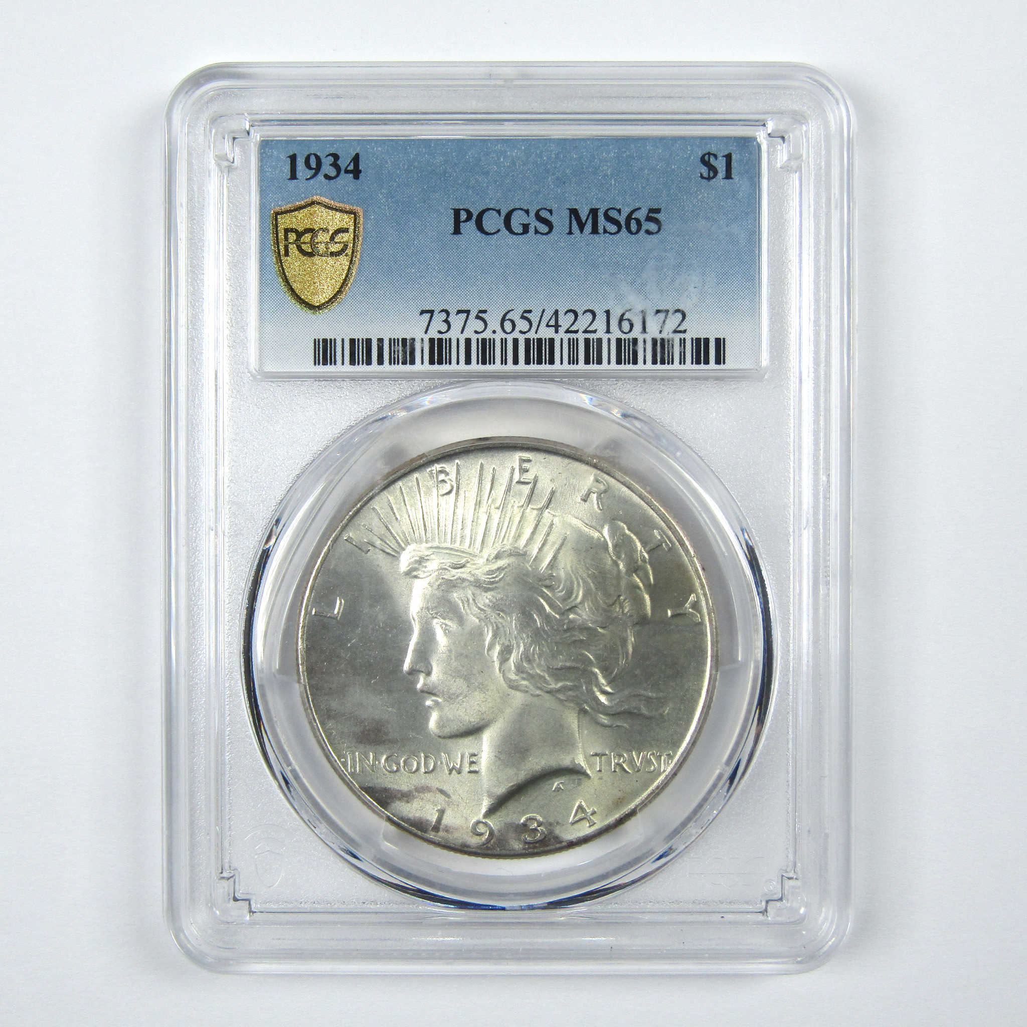 1934 Peace Dollar MS 65 PCGS Silver $1 Uncirculated Coin SKU:I15076