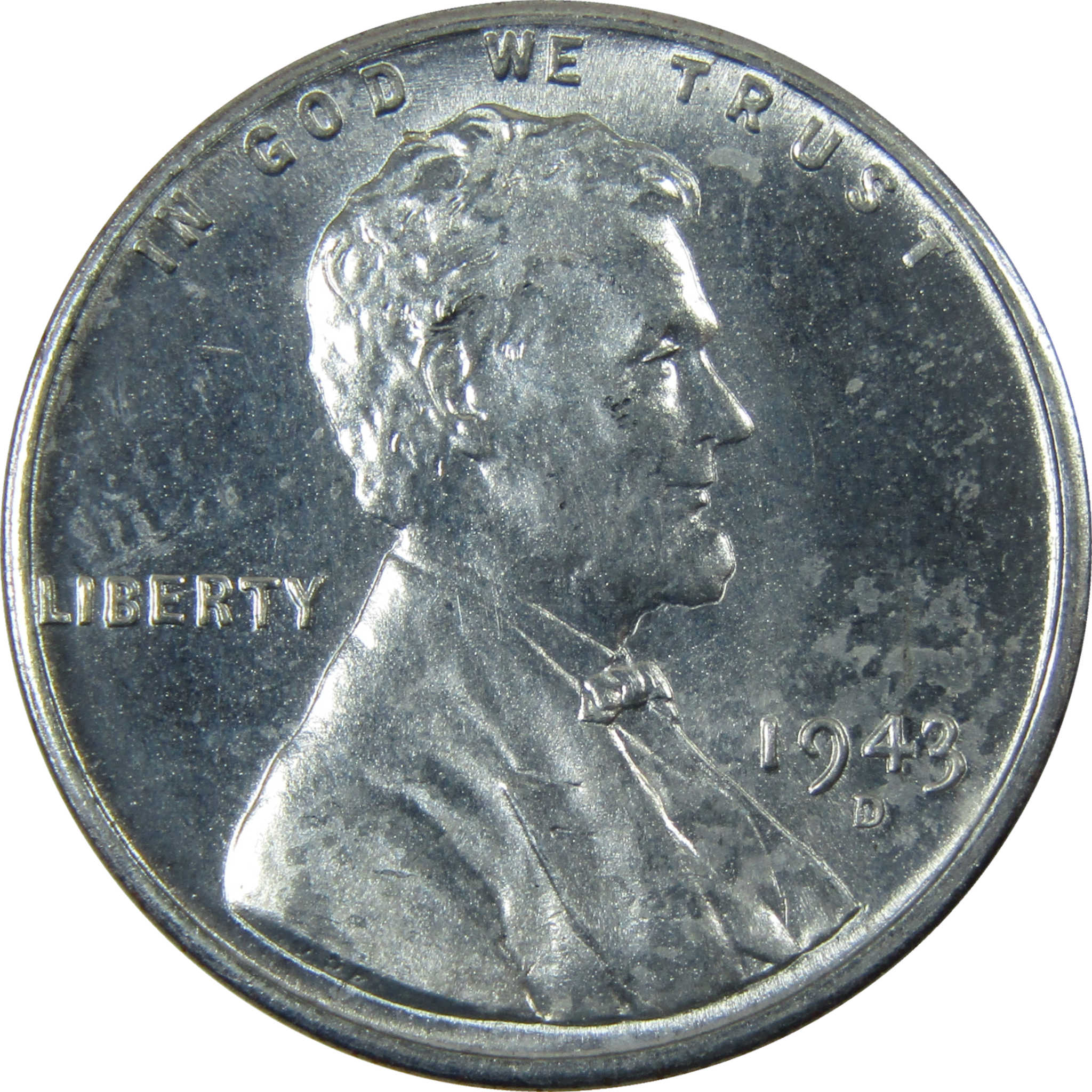 1943 D Lincoln Wheat Steel Cent Uncirculated Penny 1c Coin SKU:I28333