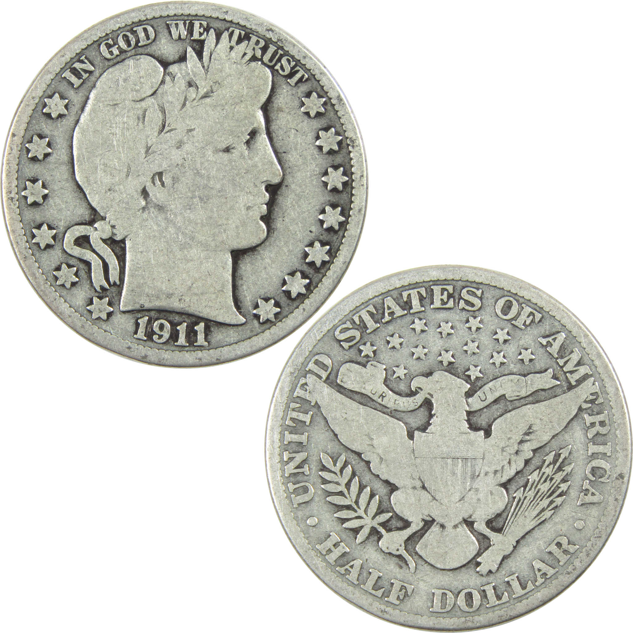 1911 Barber Half Dollar G Good Silver 50c Coin SKU:I13304