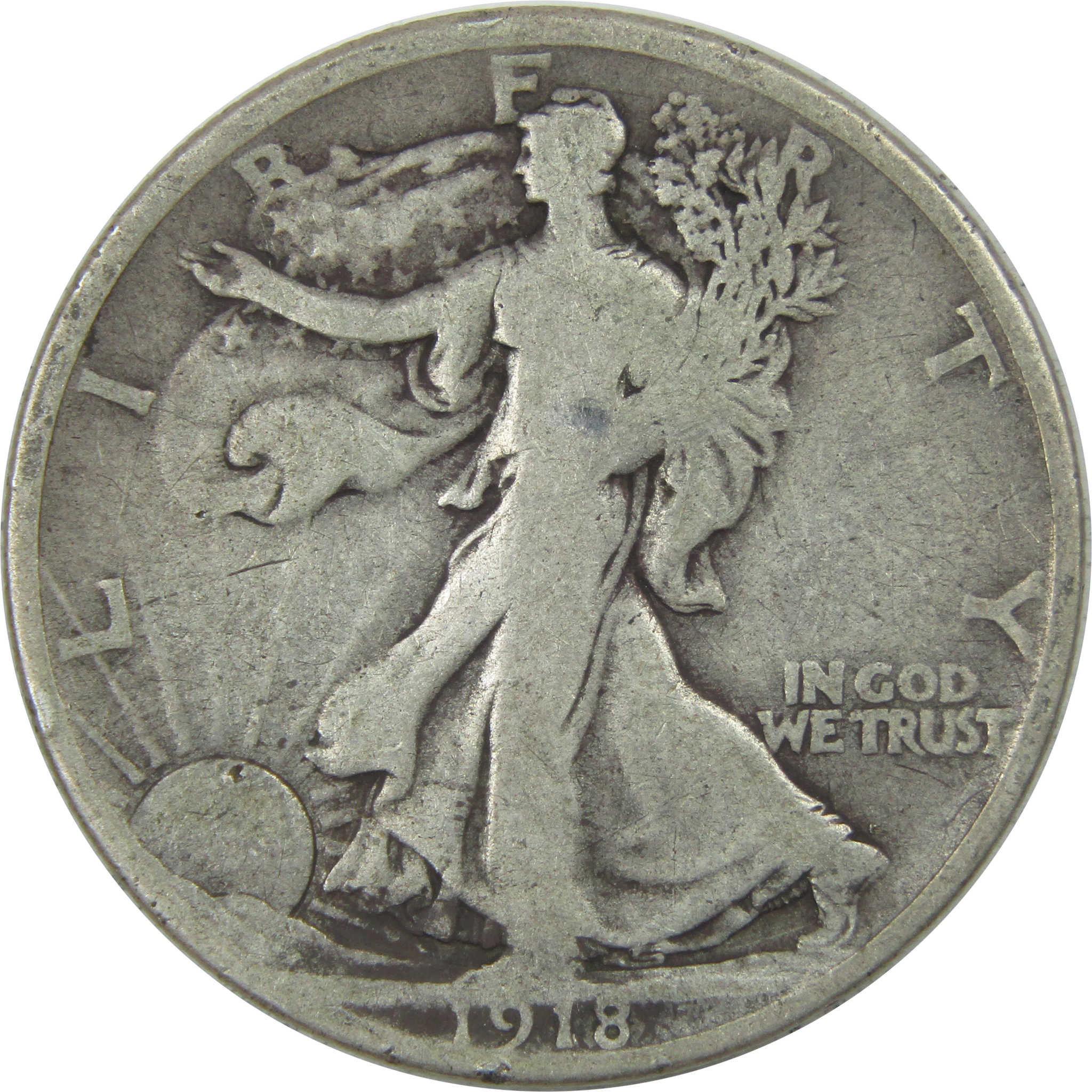 1918 D Liberty Walking Half Dollar VG Very Good Silver 50c SKU:I15270