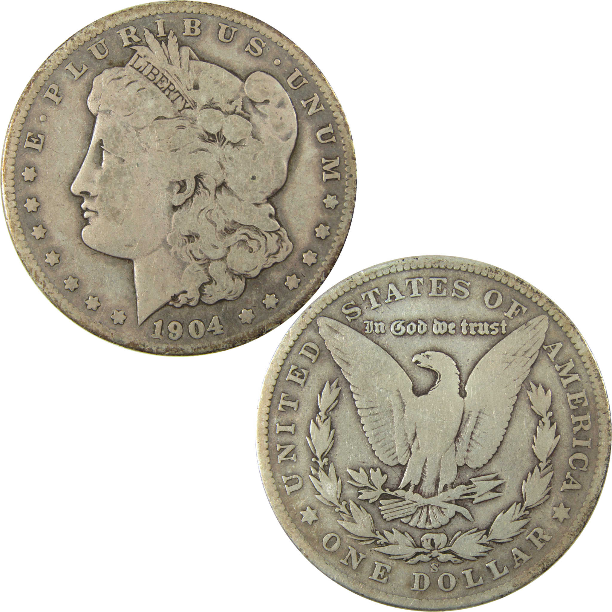 1904 S Morgan Silver Dollar VG Very Good Details $1 Coin SKU:CP1626