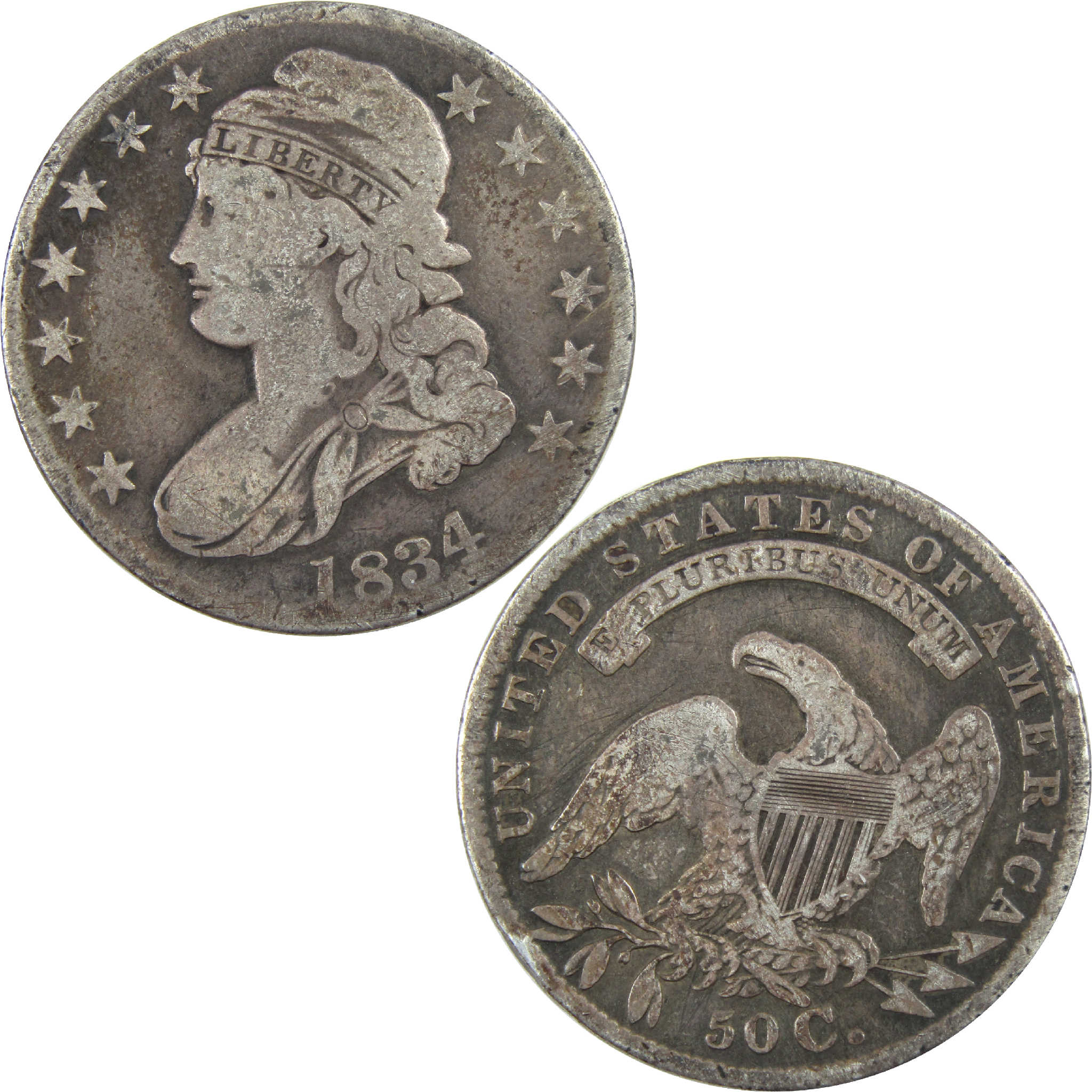 1834 Large Date & Letters Capped Bust Half Dollar AG Silver SKU:I11744