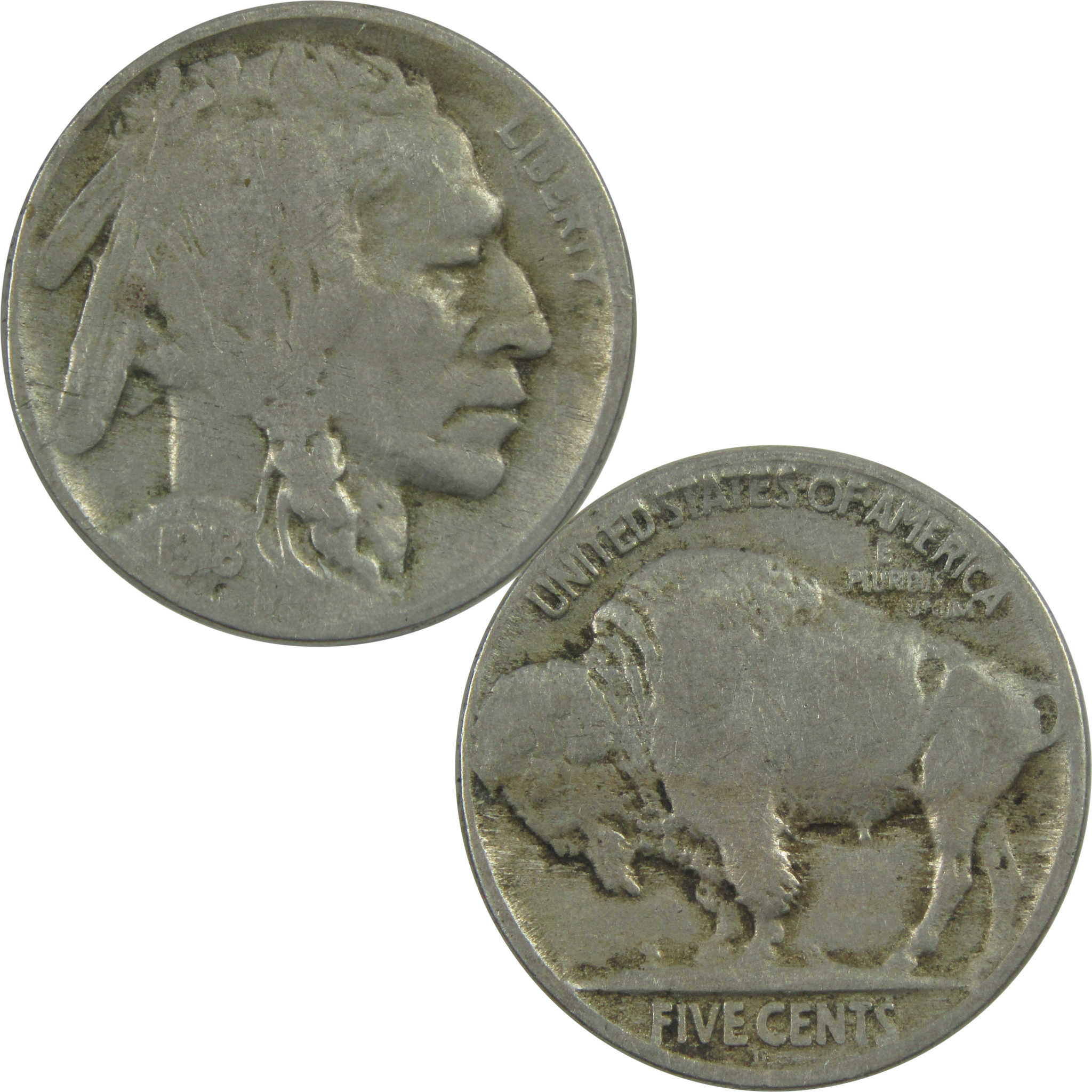 1918 D Indian Head Buffalo Nickel F Fine 5c Coin SKU:I15494