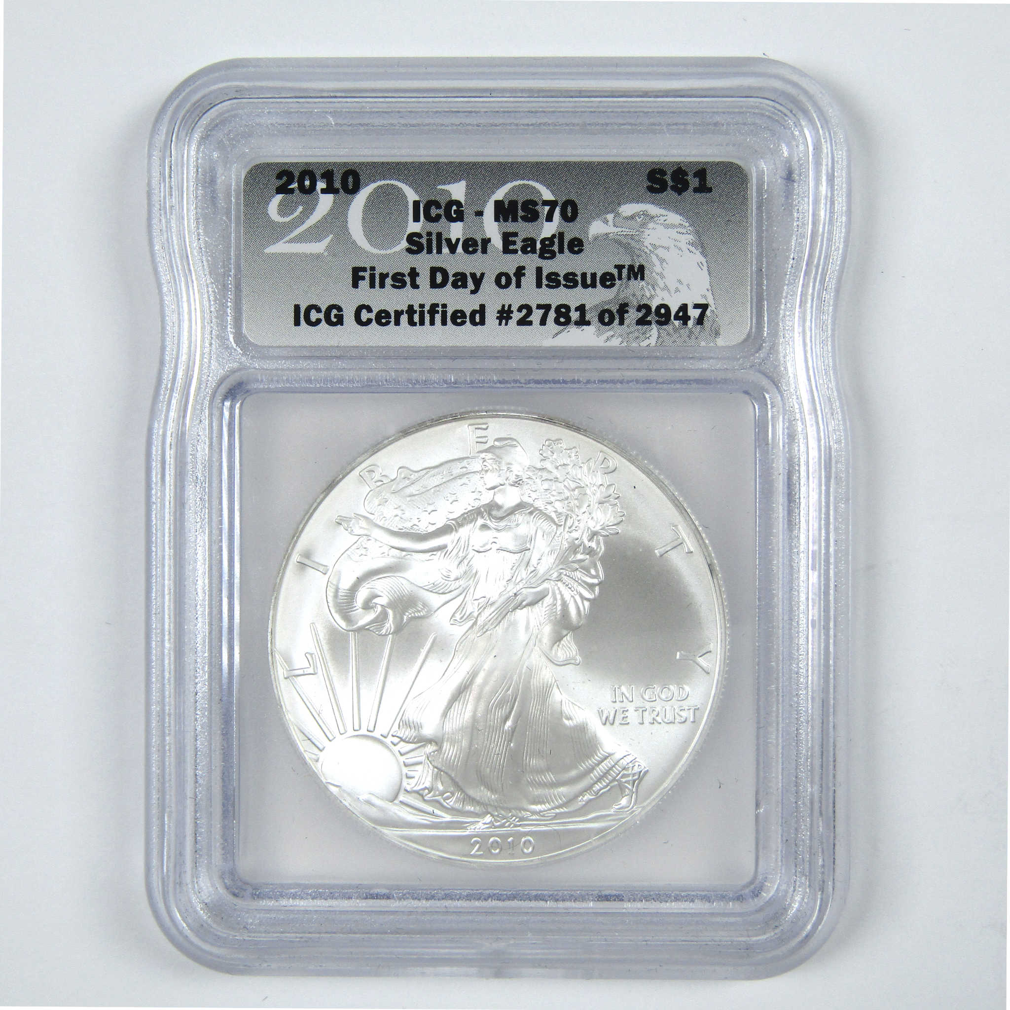 2010 American Silver Eagle MS 70 ICG $1 First Day SKU:CPC8028