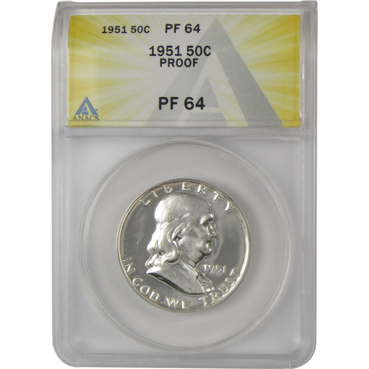 1951 Franklin Silver Half Dollar PF 64 ANACS Proof 50c Coin SKU:I28777