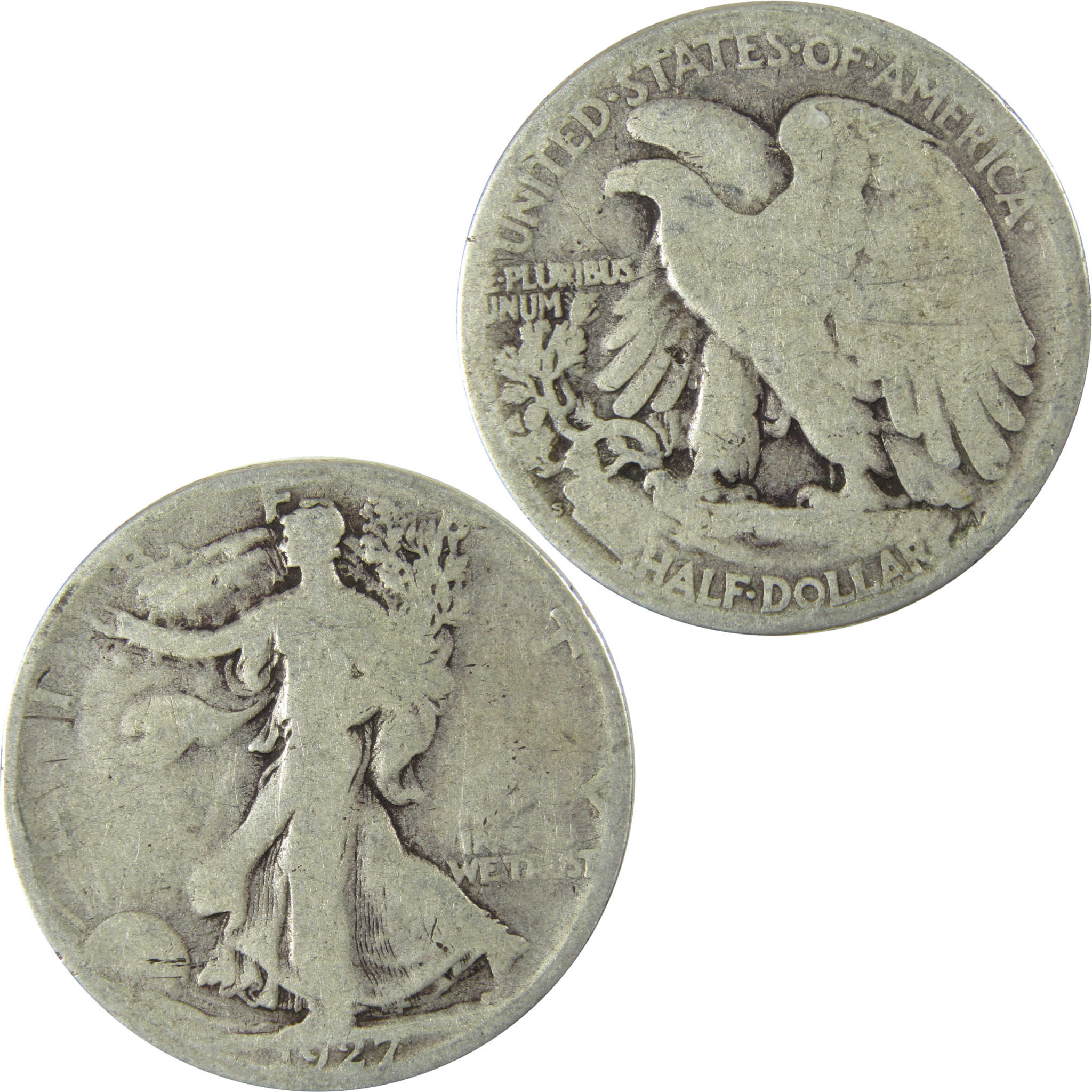 1927 S Liberty Walking Silver Half Dollar AG About Good SKU:CP512