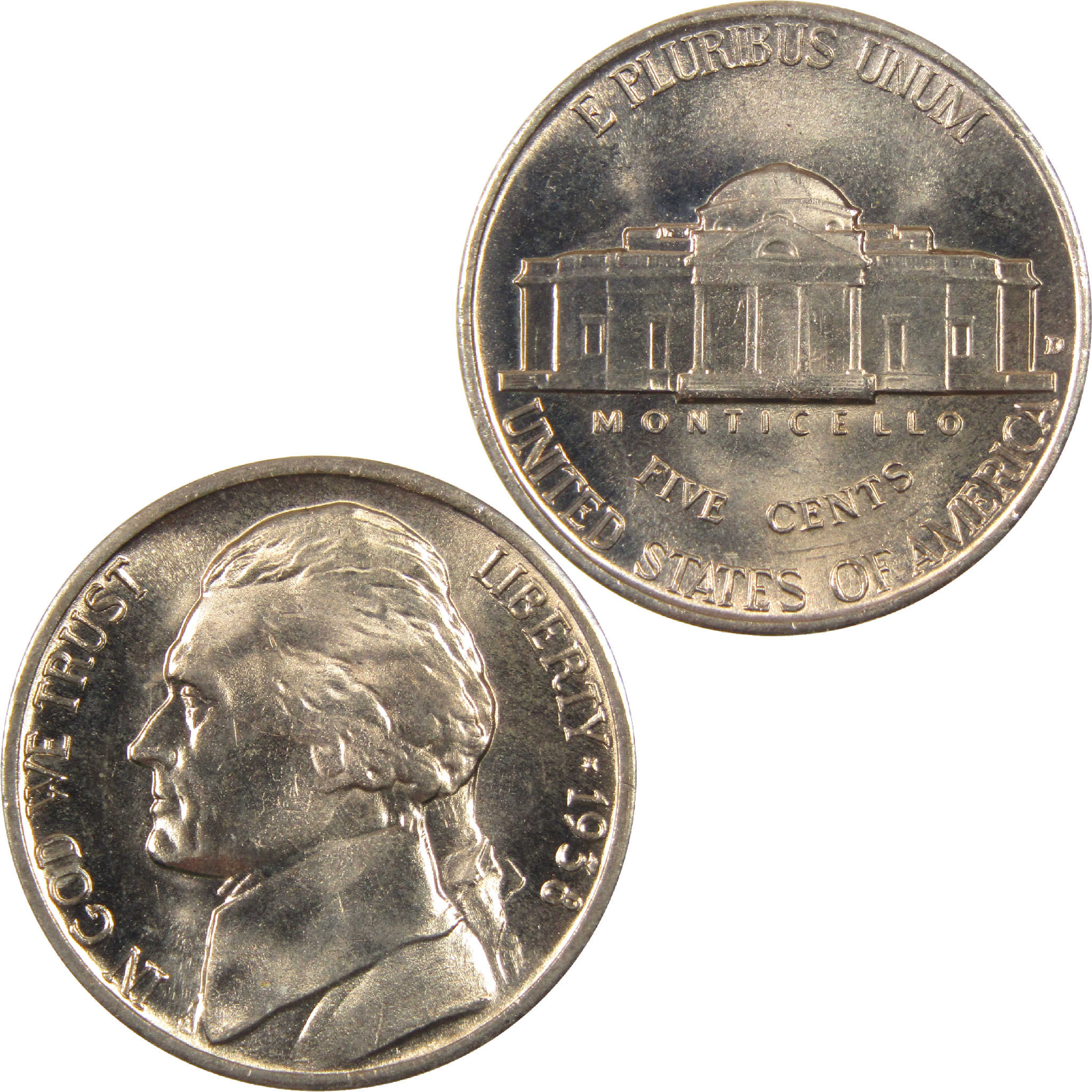1938 D Jefferson Nickel BU Uncirculated 5c Coin