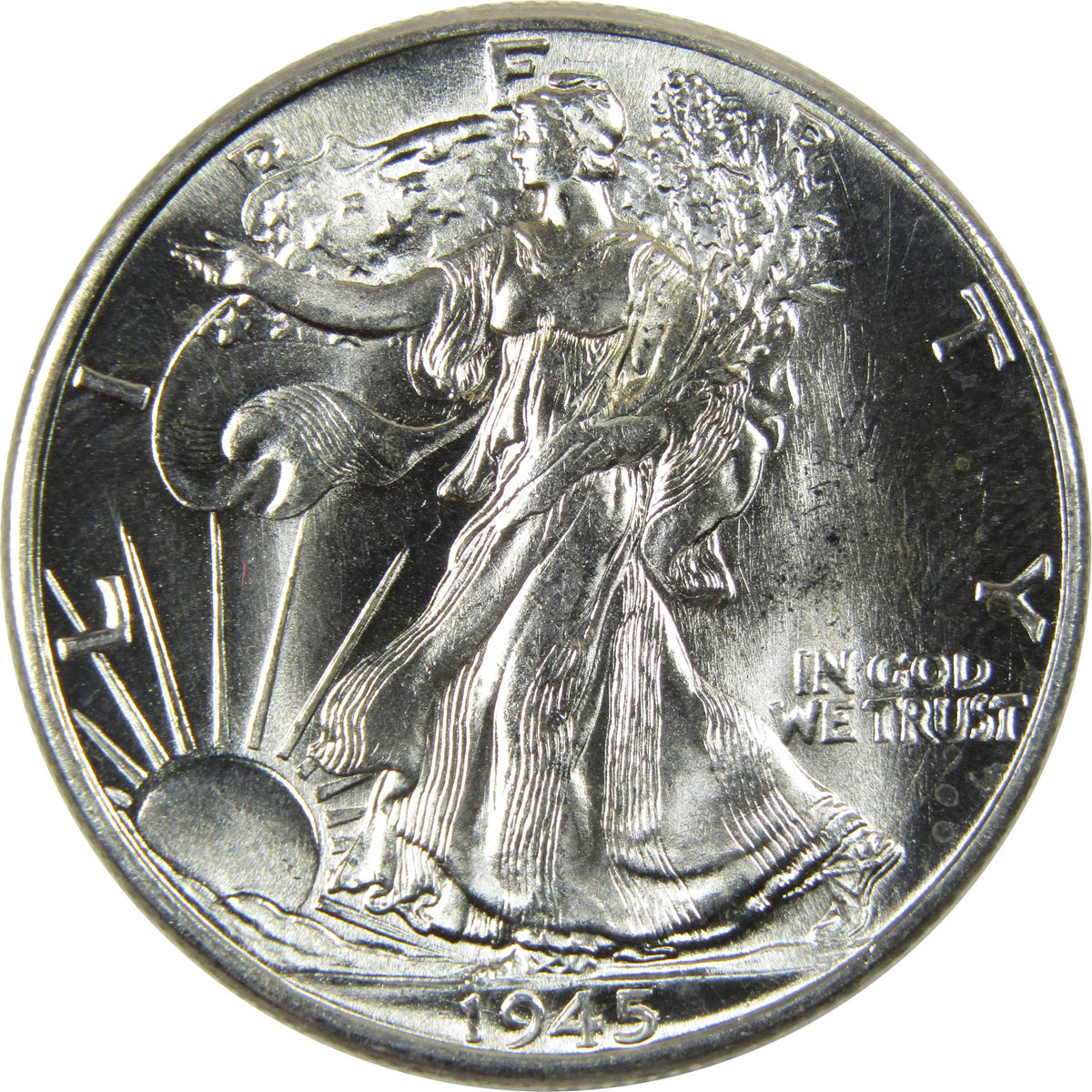 1945 Liberty Walking Silver Half Dollar BU Gem Uncirculated 50c Coin