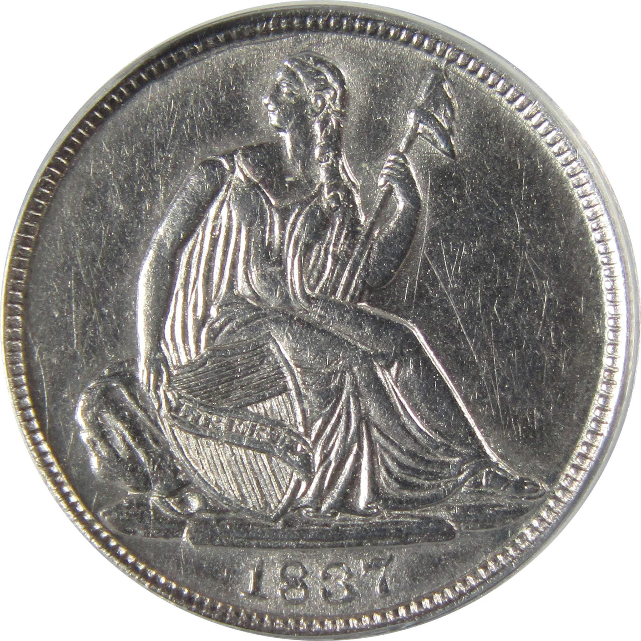 1837 Large Date Seated Liberty Half Dime AU 53 Details ANACS SKU:CP804