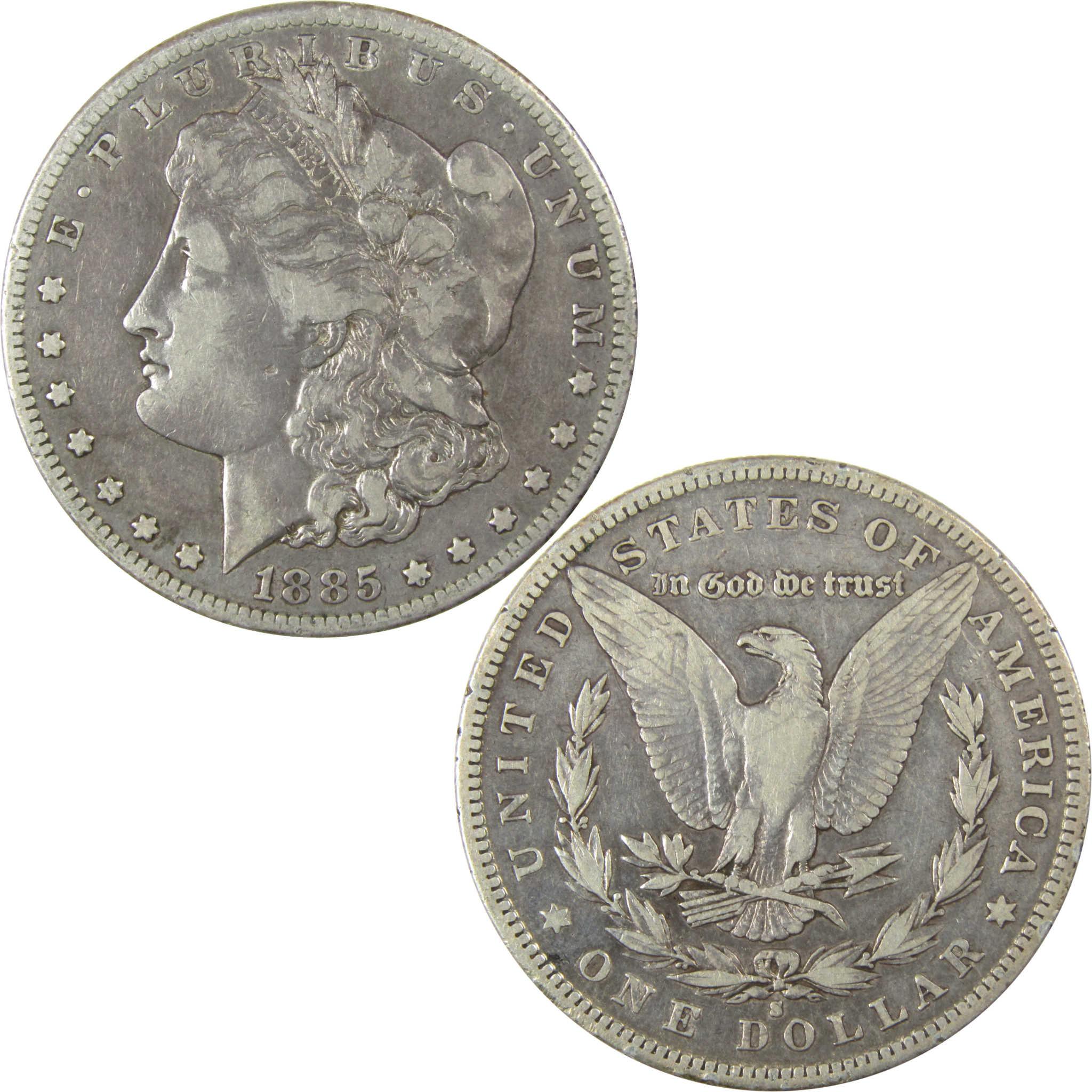 1885 S Morgan Silver Dollar VF Very Fine Details $1 Coin SKU:I24728 - Morgan coin - Morgan silver dollar - Morgan silver dollar for sale - Profile Coins &amp; Collectibles