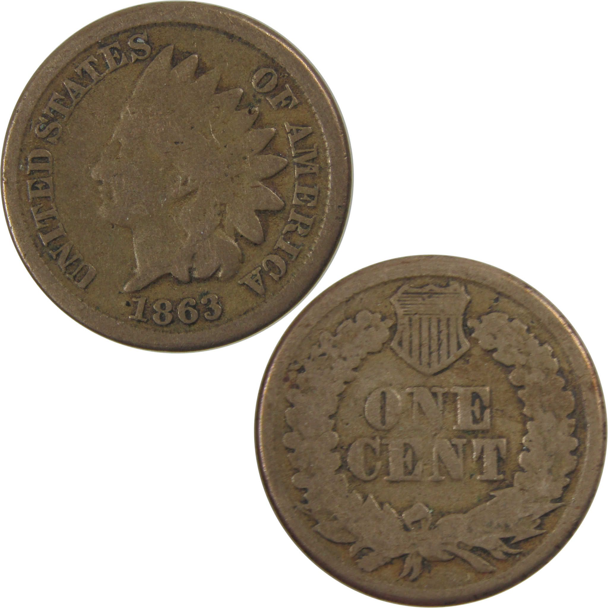 1863 Indian Head Cent G Good Penny 1c Coin Collectible SKU:I24296