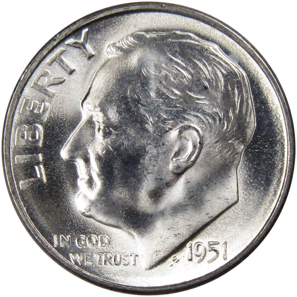 1951 S Roosevelt Silver Dime Uncirculated Mint State 10c Coin