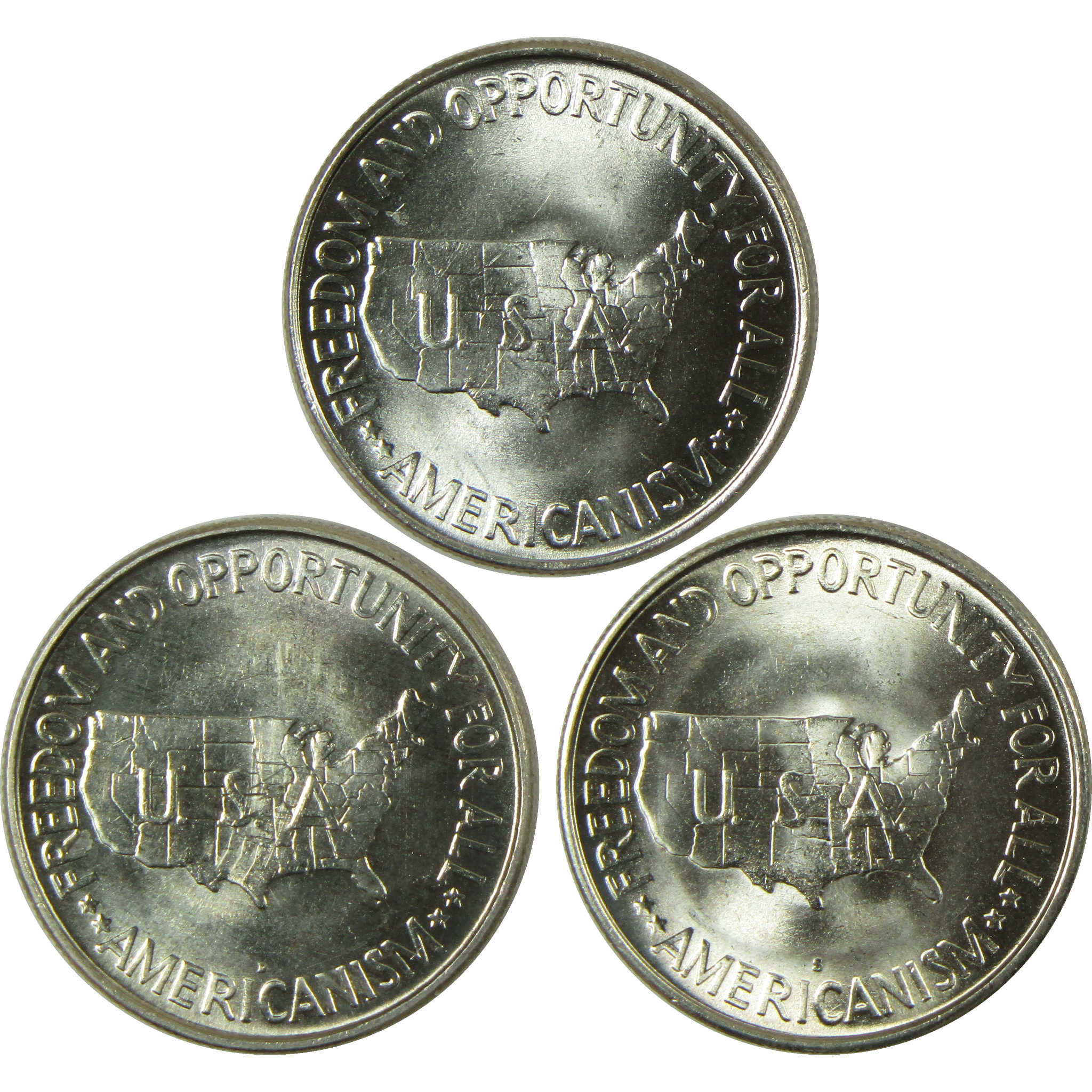 1952 PDS Washington-Carver 50c 3 Coin All-Mint Set BU Choice Unc