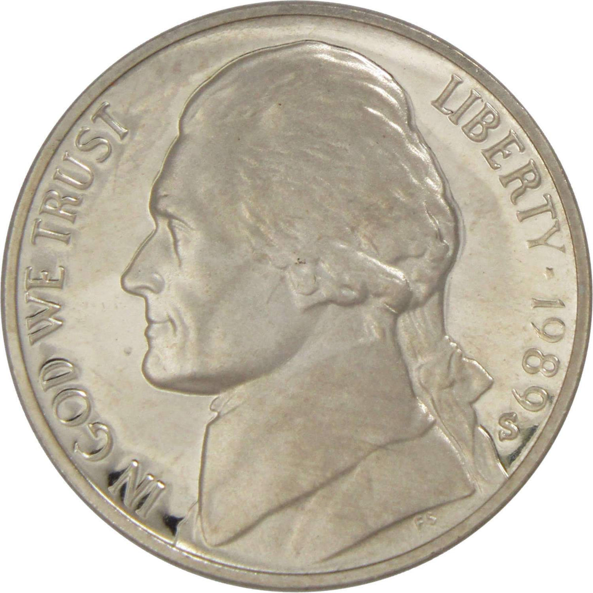 1989 S Jefferson Nickel Proof 5c Coin Collectible