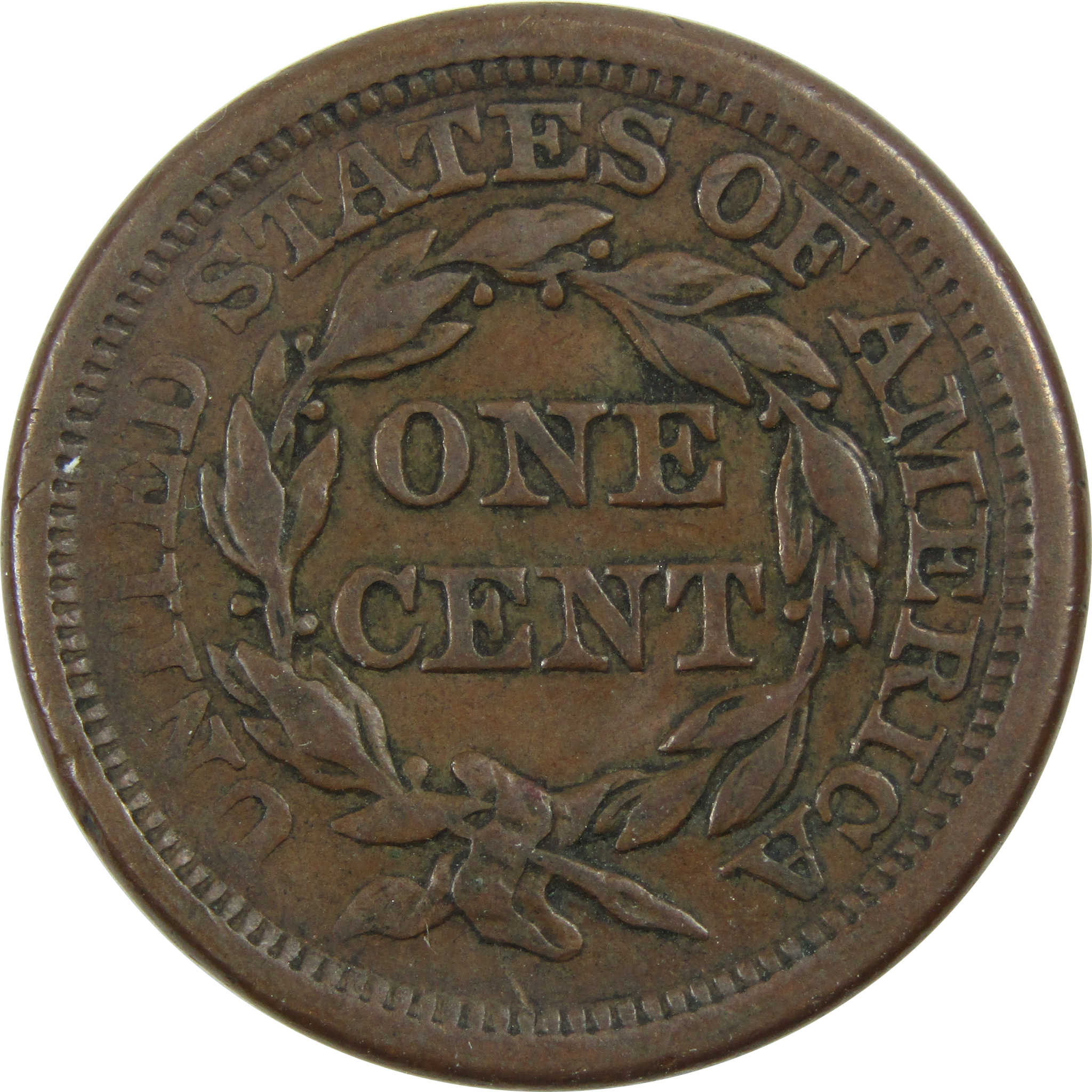 1856 Slanting 5 Braided Hair Large Cent VF Very Fine Copper SKU:I13411