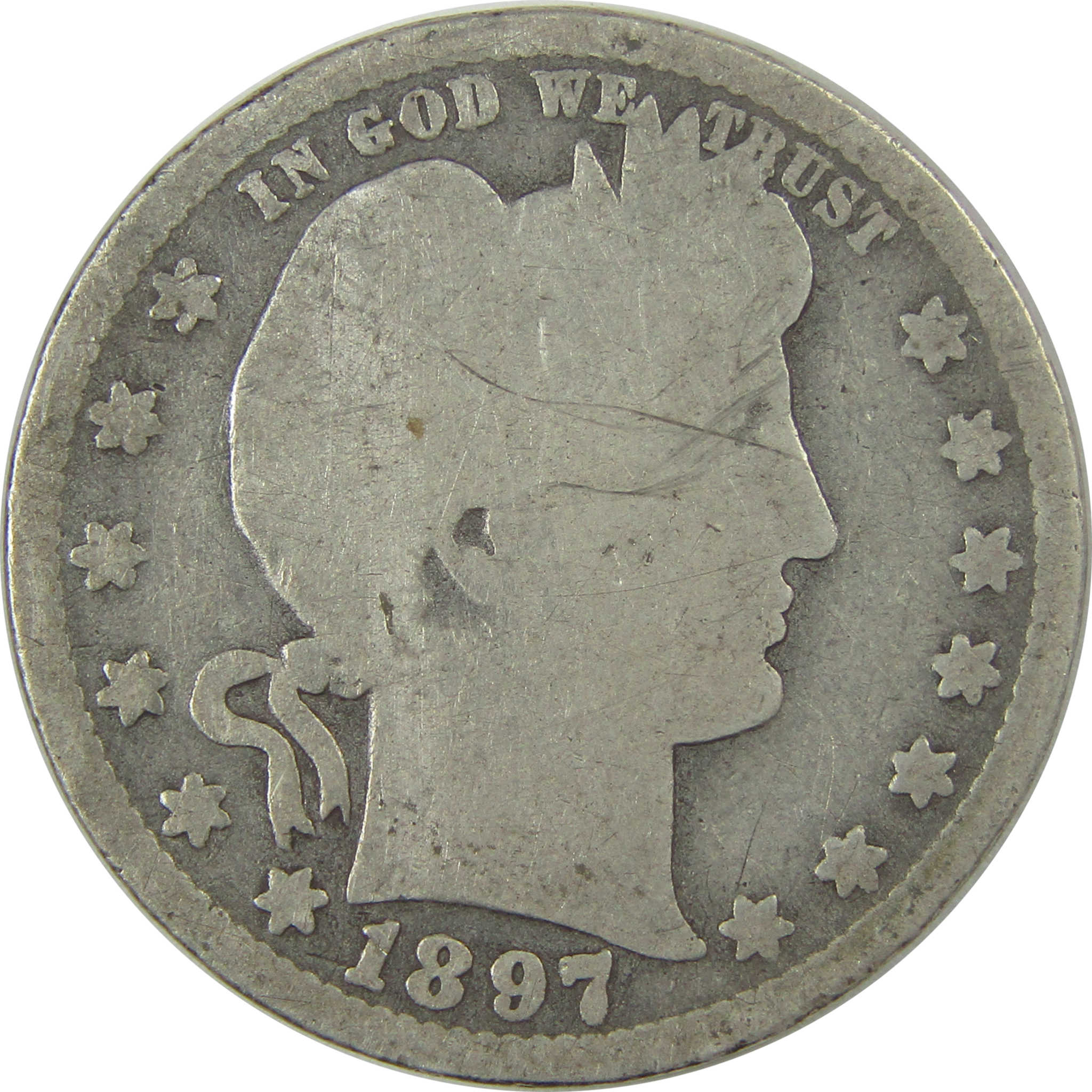 1897 O Barber Quarter AG About Good Silver 25c Coin SKU:I21791