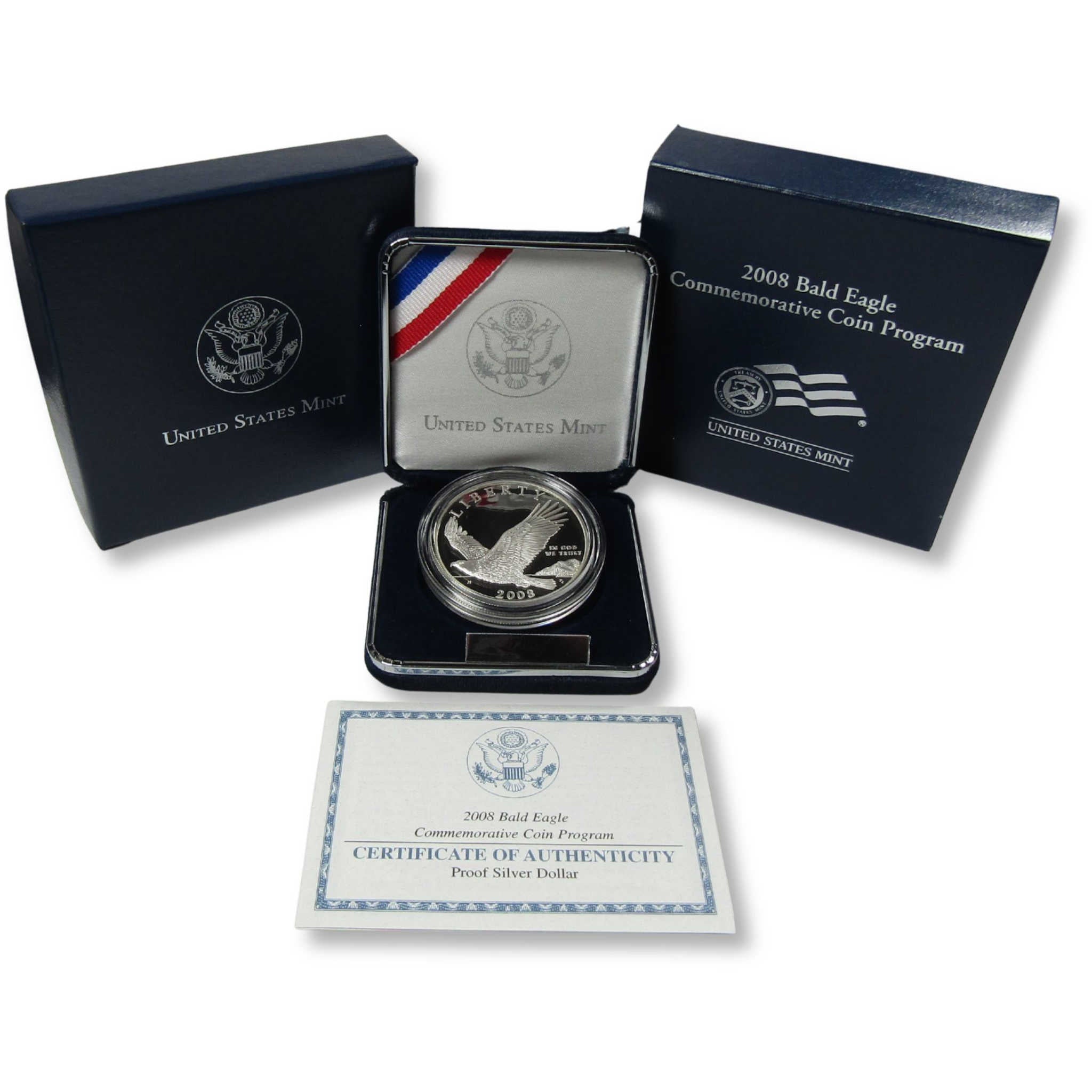 2008 P Bald Eagle Recovery Commemorative Silver Dollar Proof OGP COA