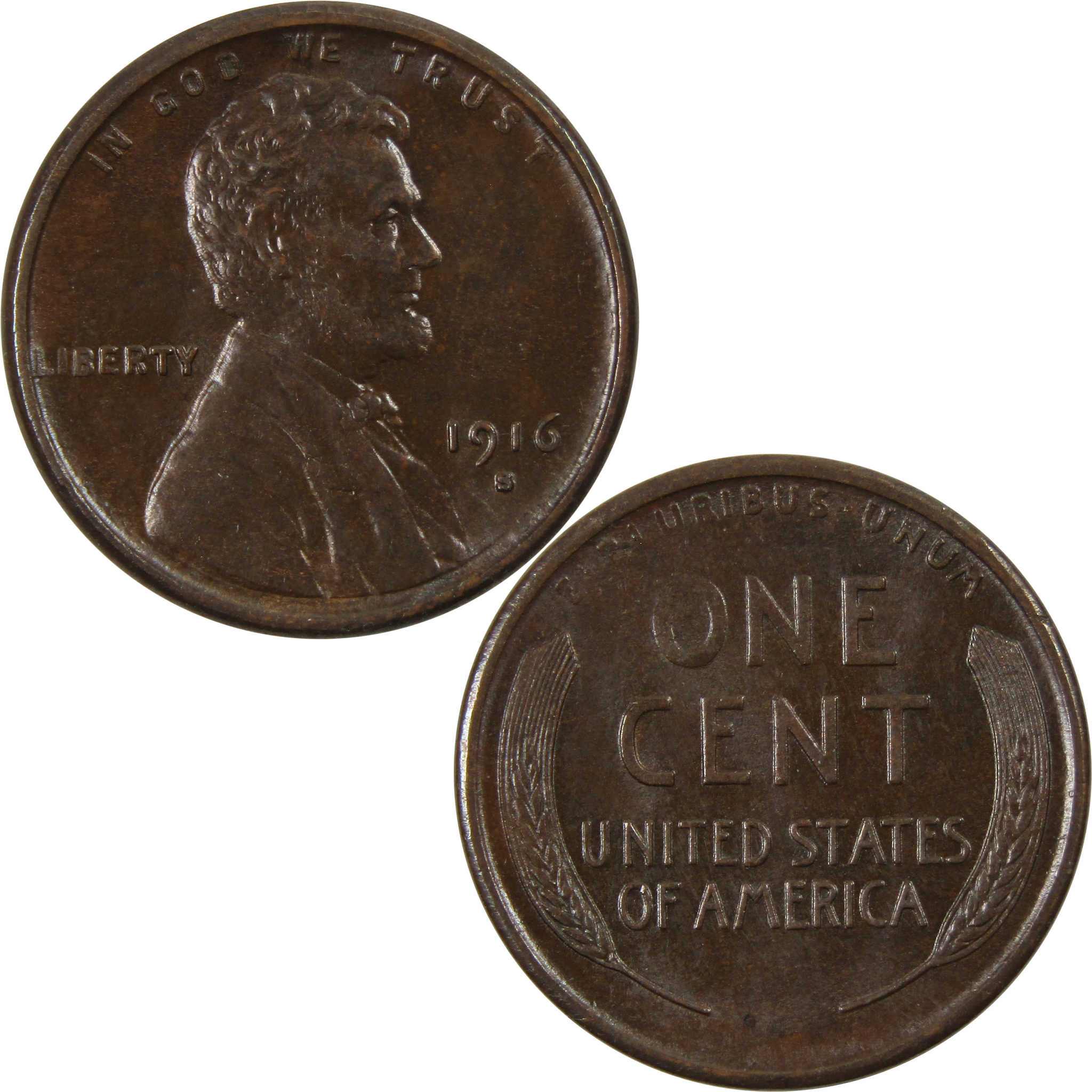 1916 S Lincoln Wheat Cent AU About Uncirculated Penny 1c SKU:I10157