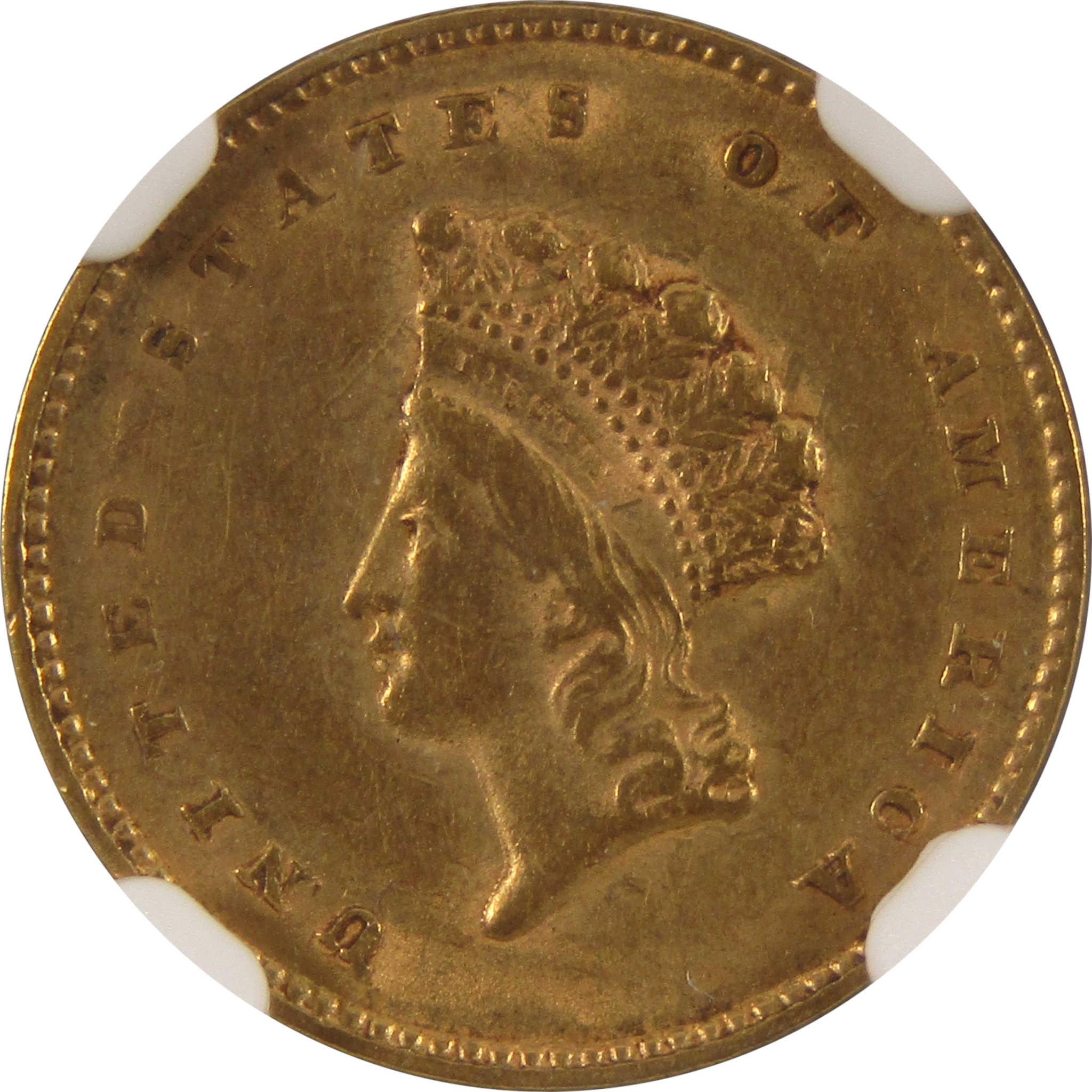 1855 Indian Princess Head Dollar AU 55 NGC 90% Gold $1 Coin SKU:I10492