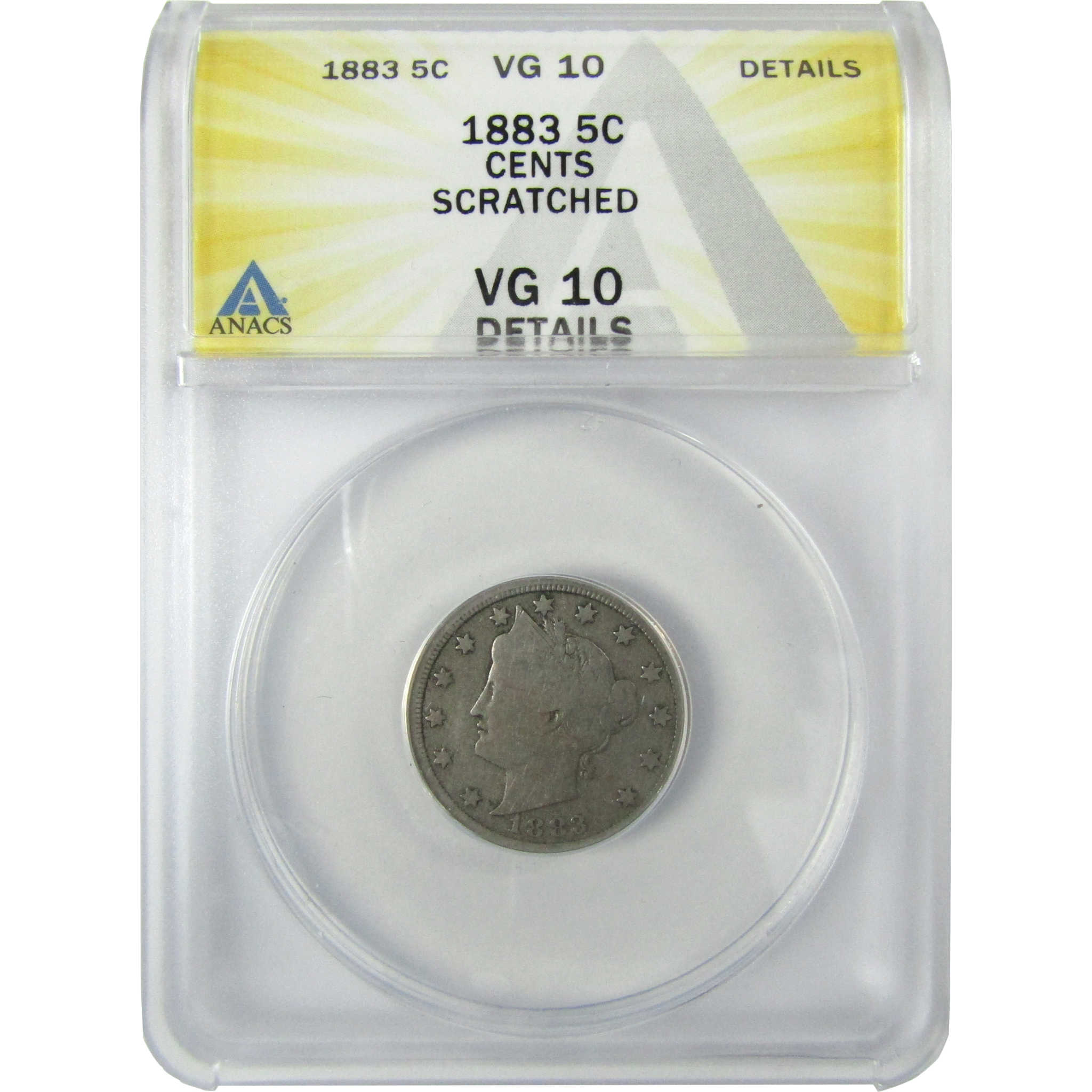 1883 With Cents Liberty Head V Nickel VG 10 Details ANACS SKU:CP194