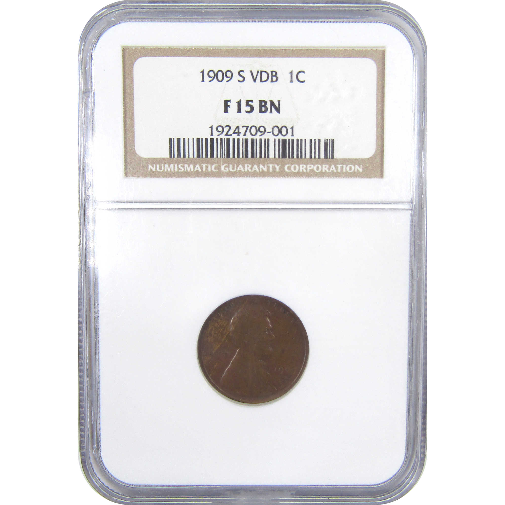 1909 S VDB Lincoln Wheat Cent F 15 BN NGC Penny 1c Coin SKU:I17315