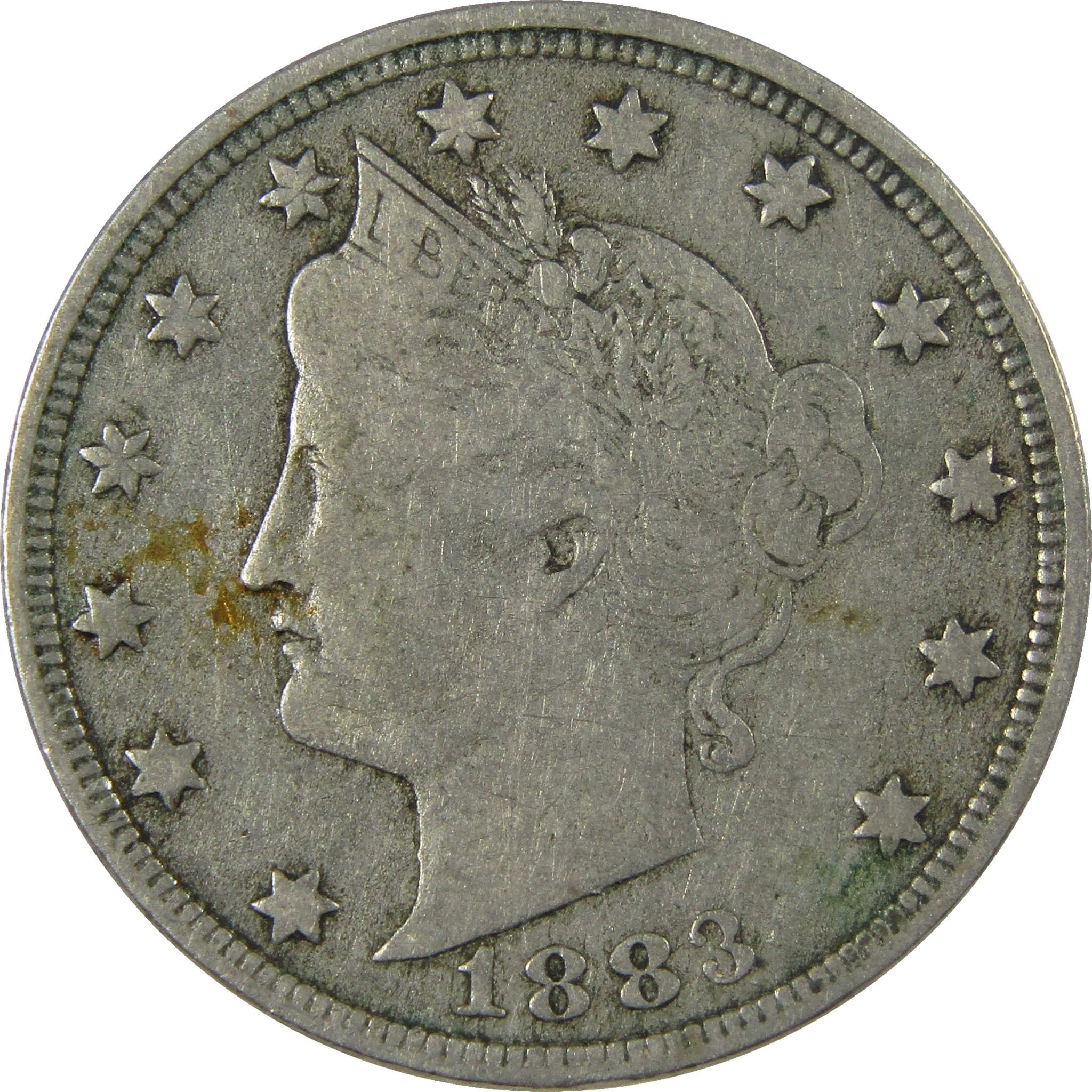 1883 No Cents Liberty Head V Nickel F Fine 5c Coin SKU:I26948
