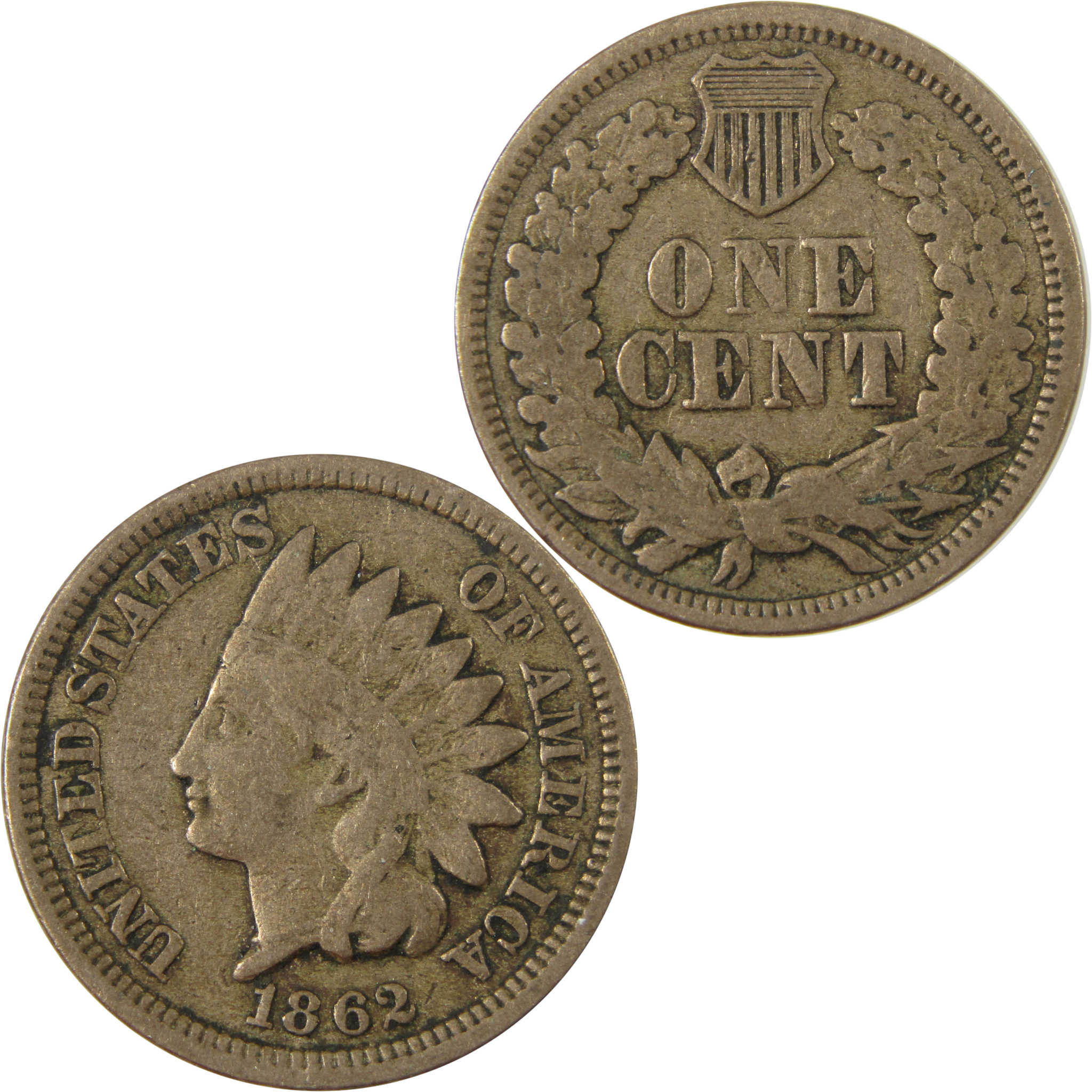 1862 Indian Head Cent VG Very Good Details Penny 1c Coin SKU:CP1241