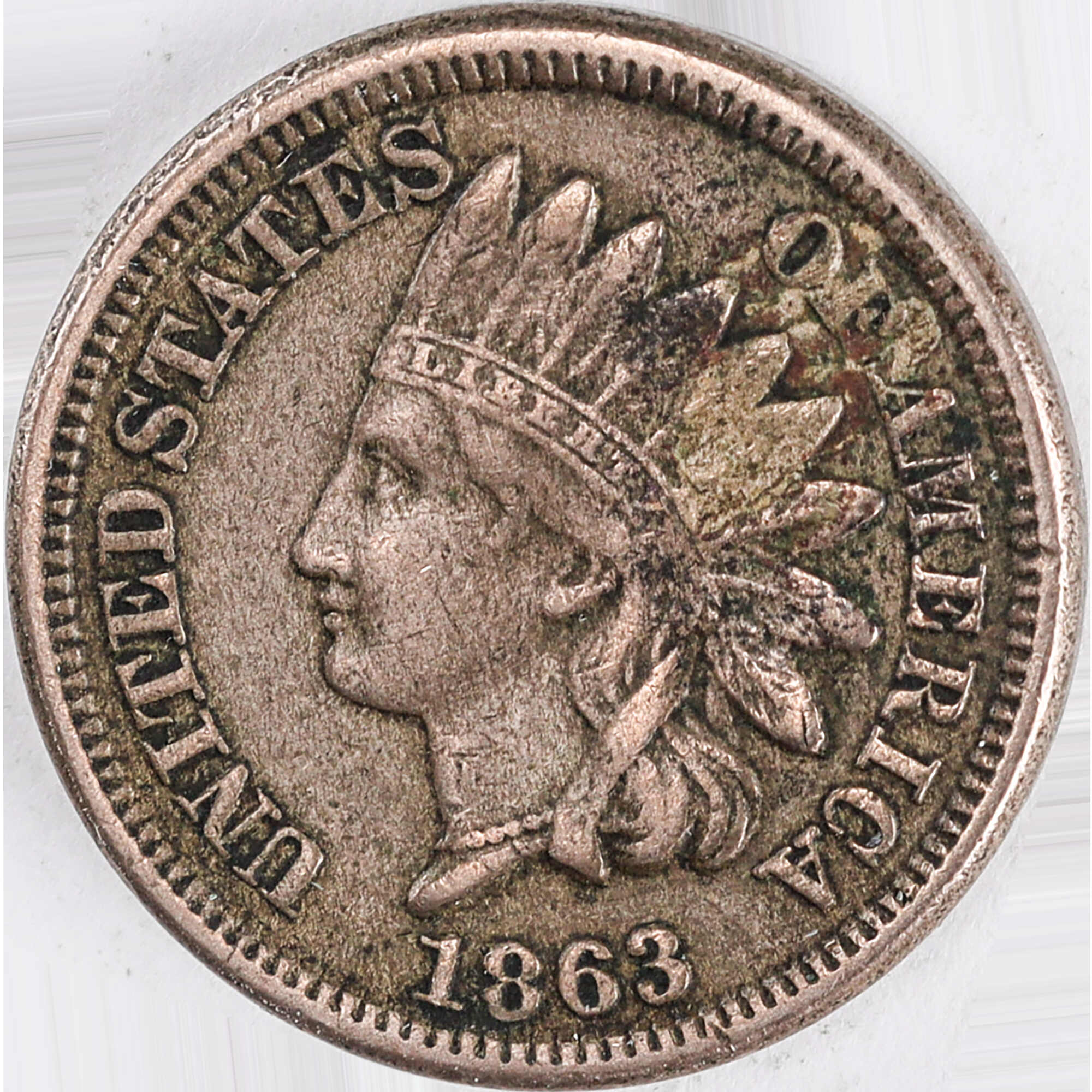 1863 Indian Head Cent VF Very Fine Copper-Nickel Penny SKU:I12407