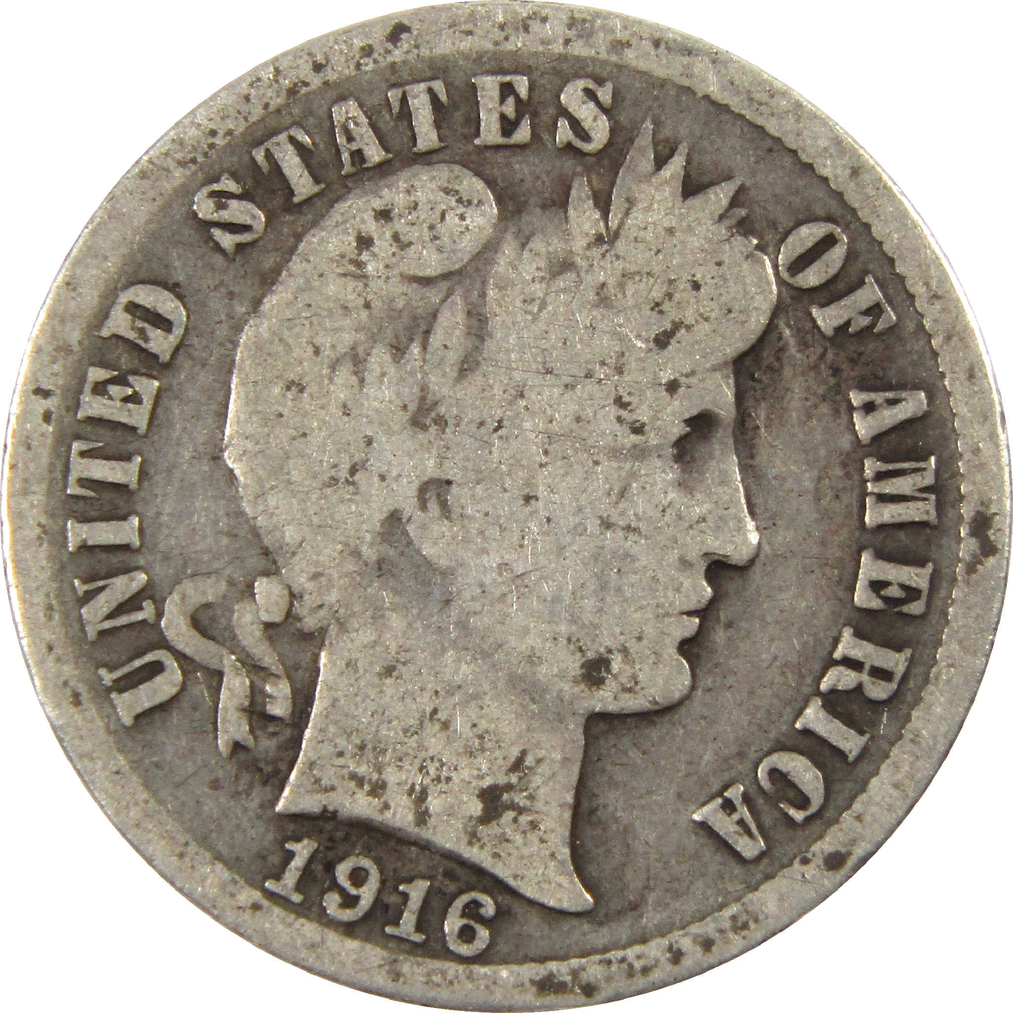 1916 S Barber Dime AG About Good Silver 10c Coin