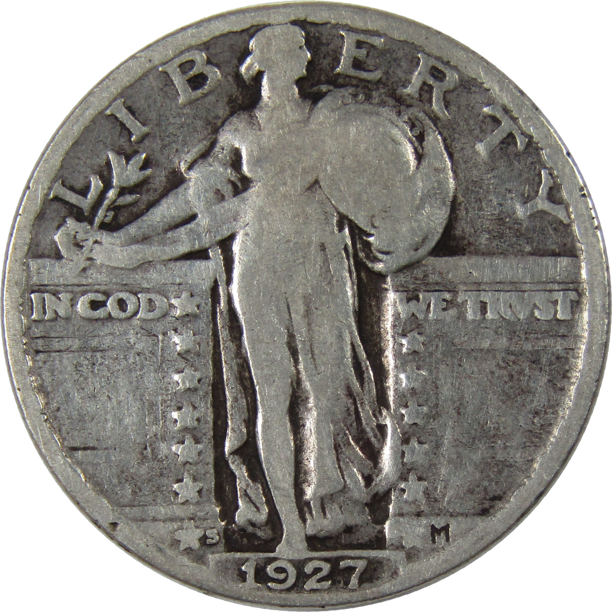 1927 S Standing Liberty Quarter G Good Silver 25c Coin SKU:I23463