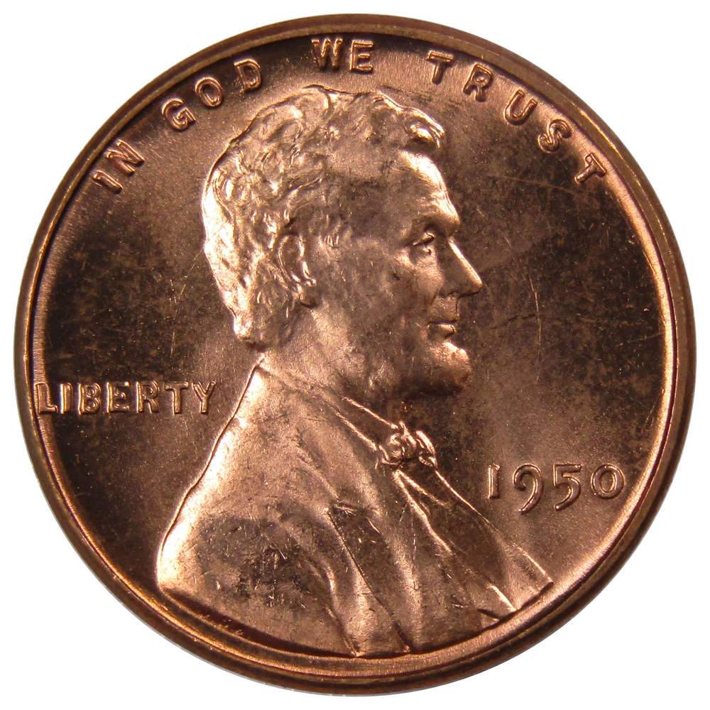 1950 Lincoln Wheat Cent Uncirculated Penny 1c Coin